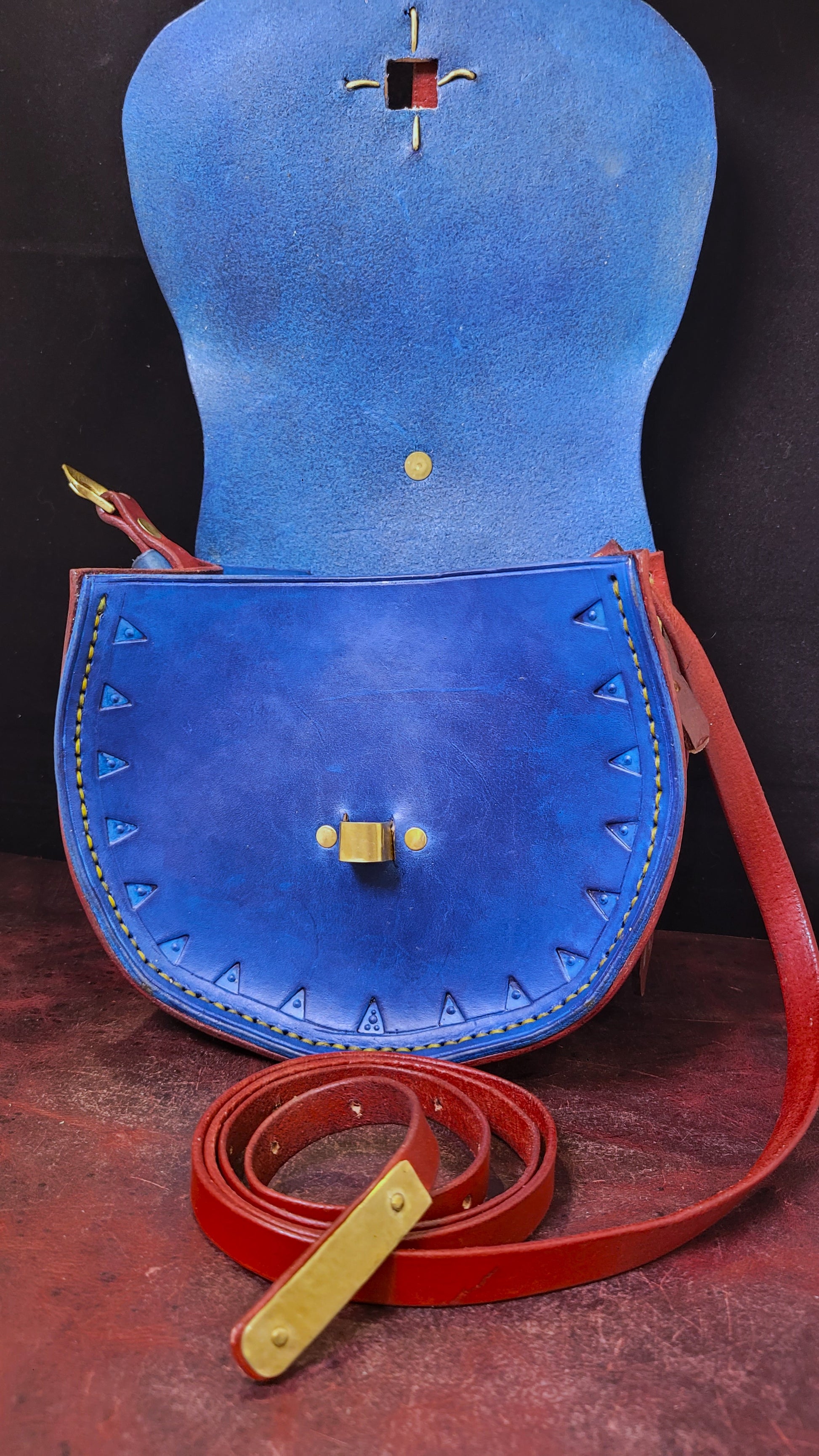 medieval illuminated manuscript handmade Leather Purse featuring murder bunnies vs. town guard