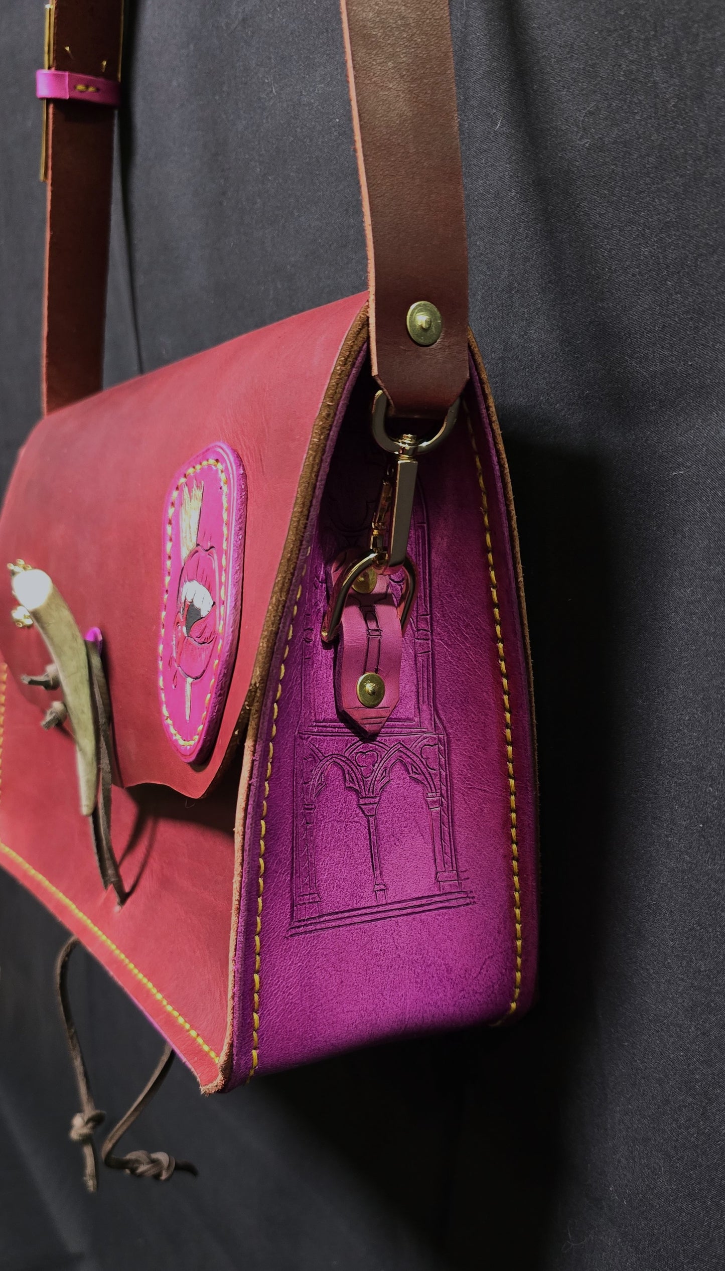 Lusty Vampire Leather Leather Bag- 24K Gold Plate Buckle