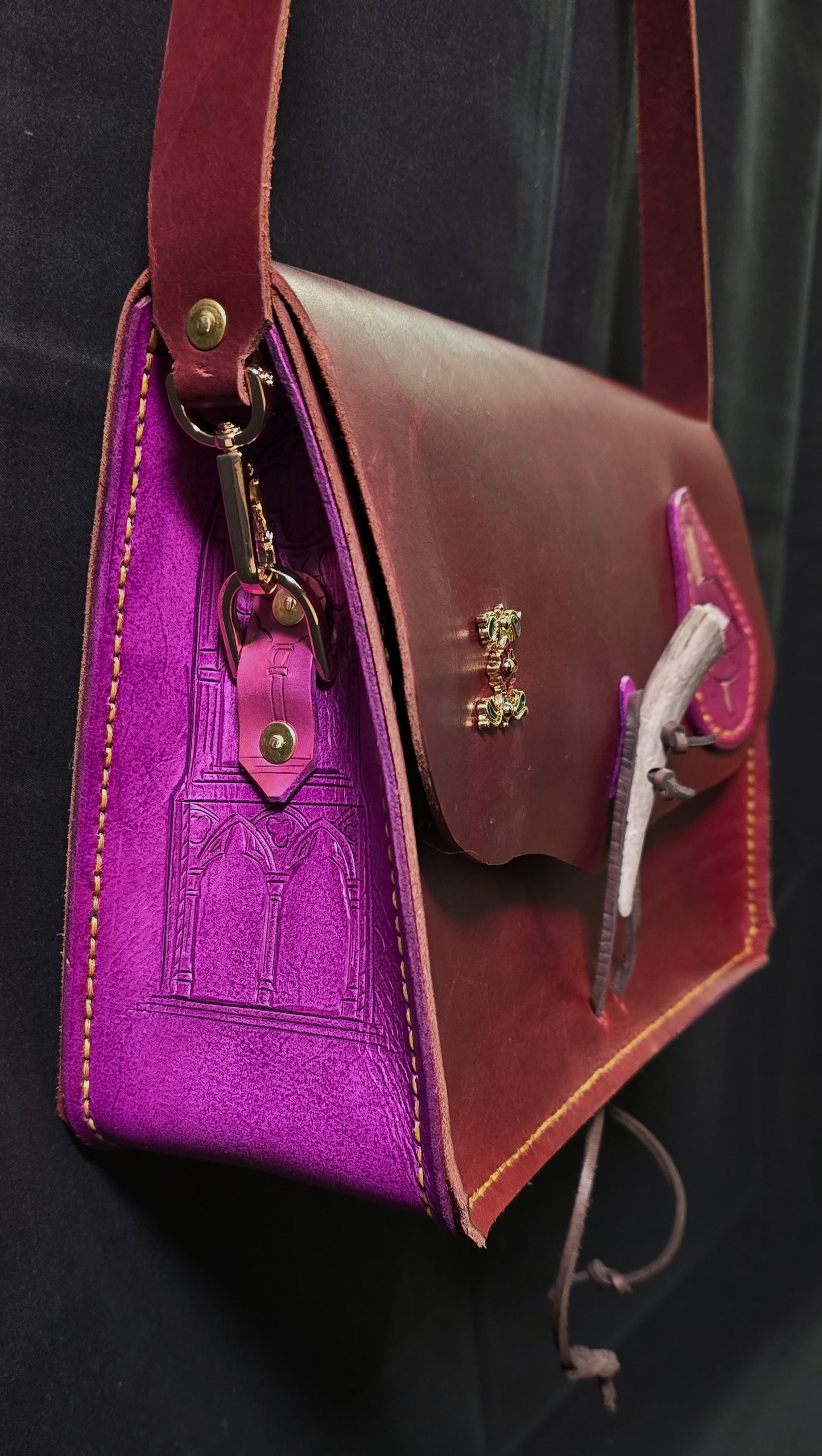 Lusty Vampire Leather Leather Bag- 24K Gold Plate Buckle