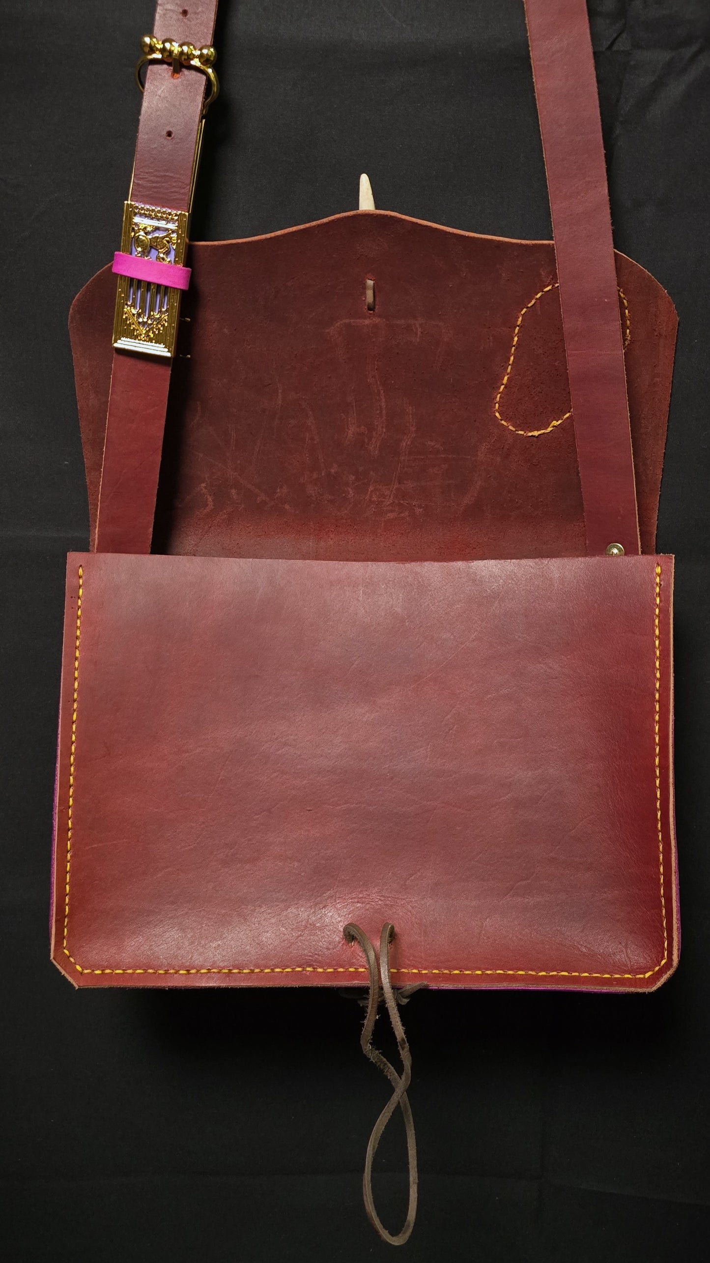 Lusty Vampire Leather Leather Bag- 24K Gold Plate Buckle