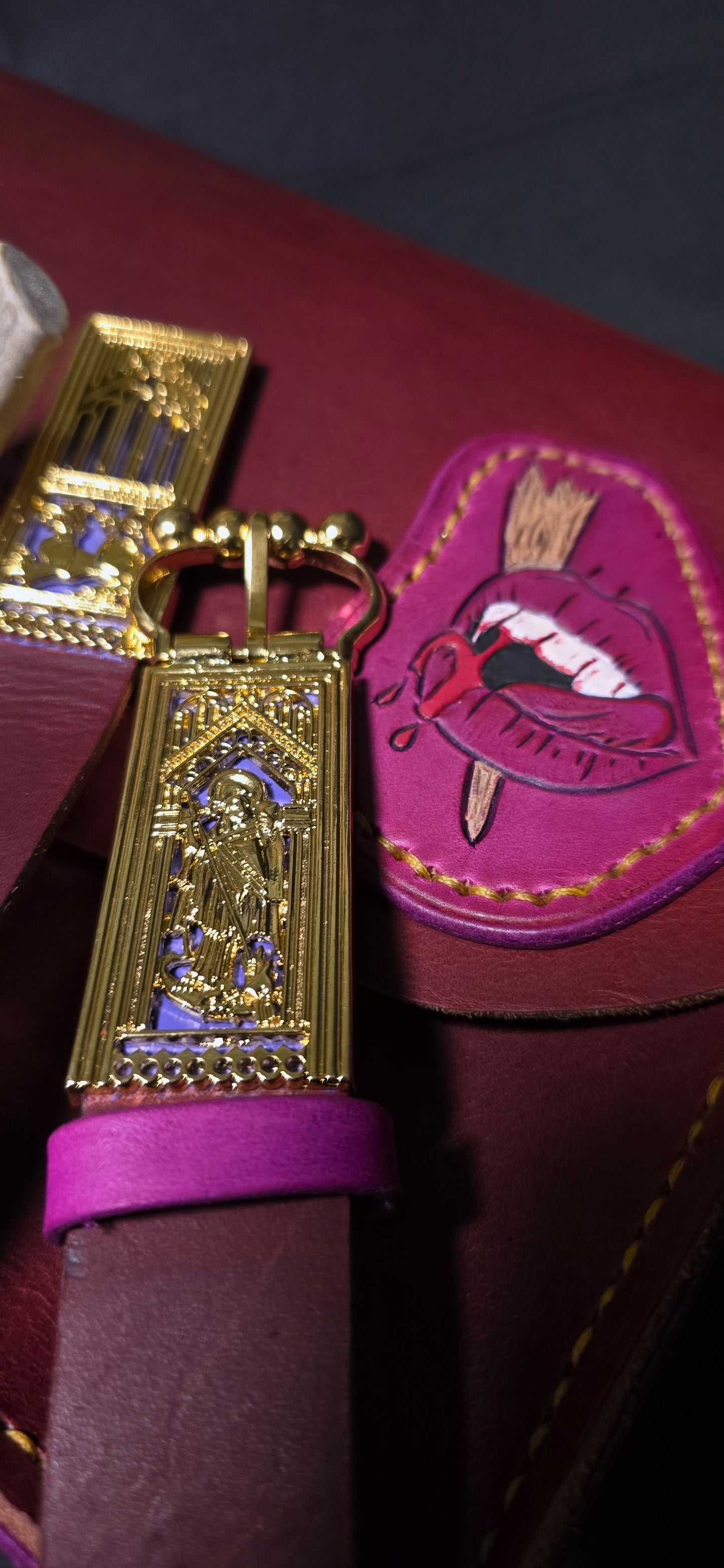 Lusty Vampire Leather Leather Bag- 24K Gold Plate Buckle
