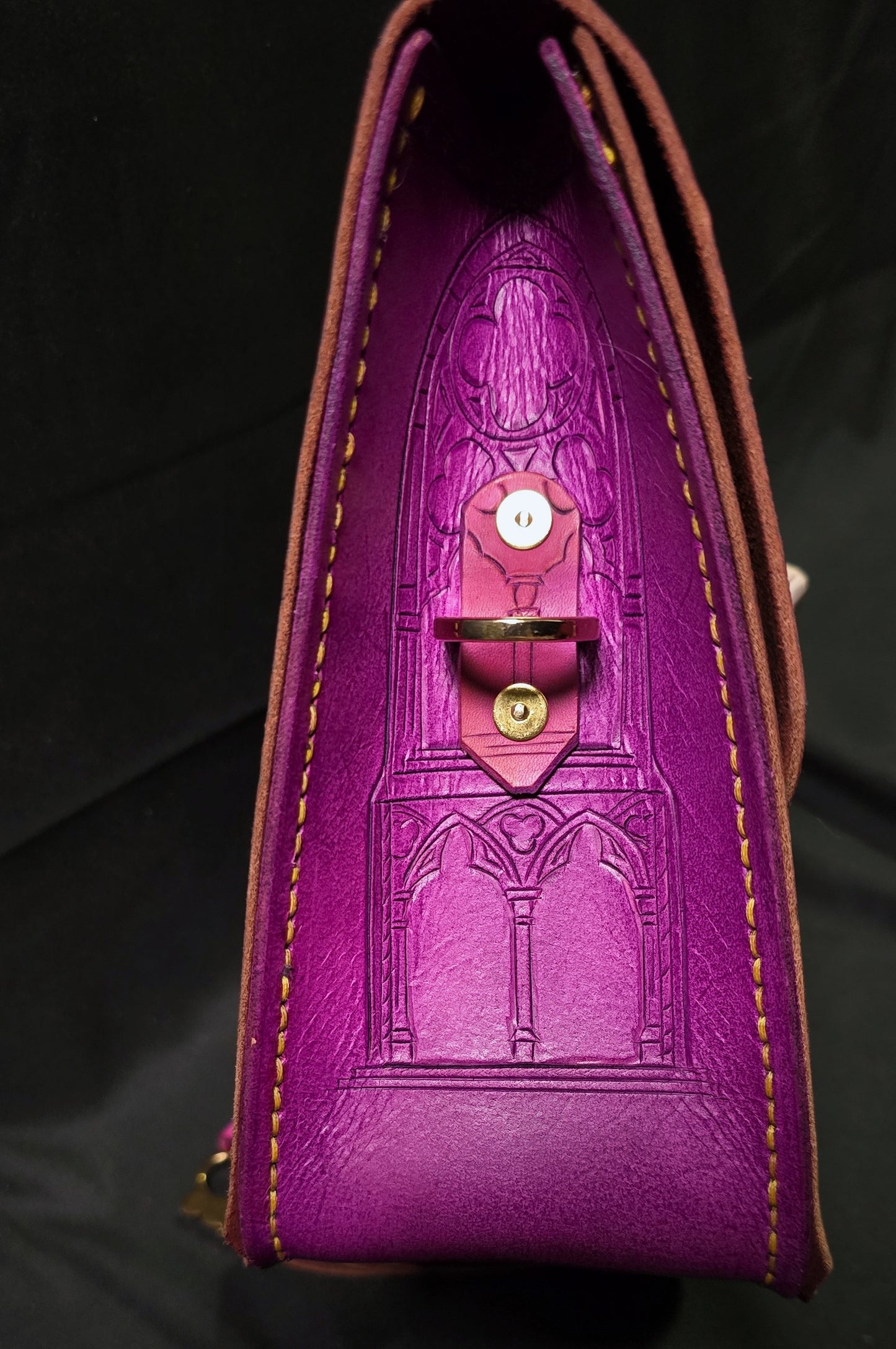 Lusty Vampire Leather Leather Bag- 24K Gold Plate Buckle