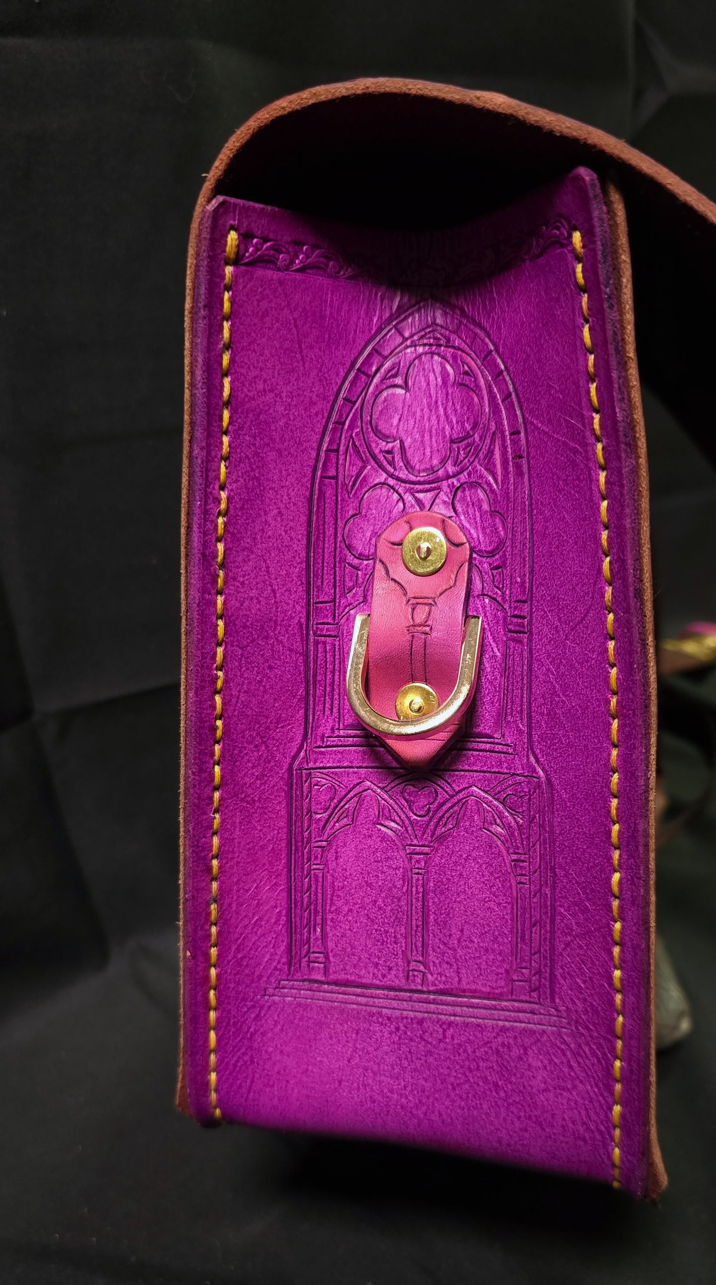 Lusty Vampire Leather Leather Bag- 24K Gold Plate Buckle