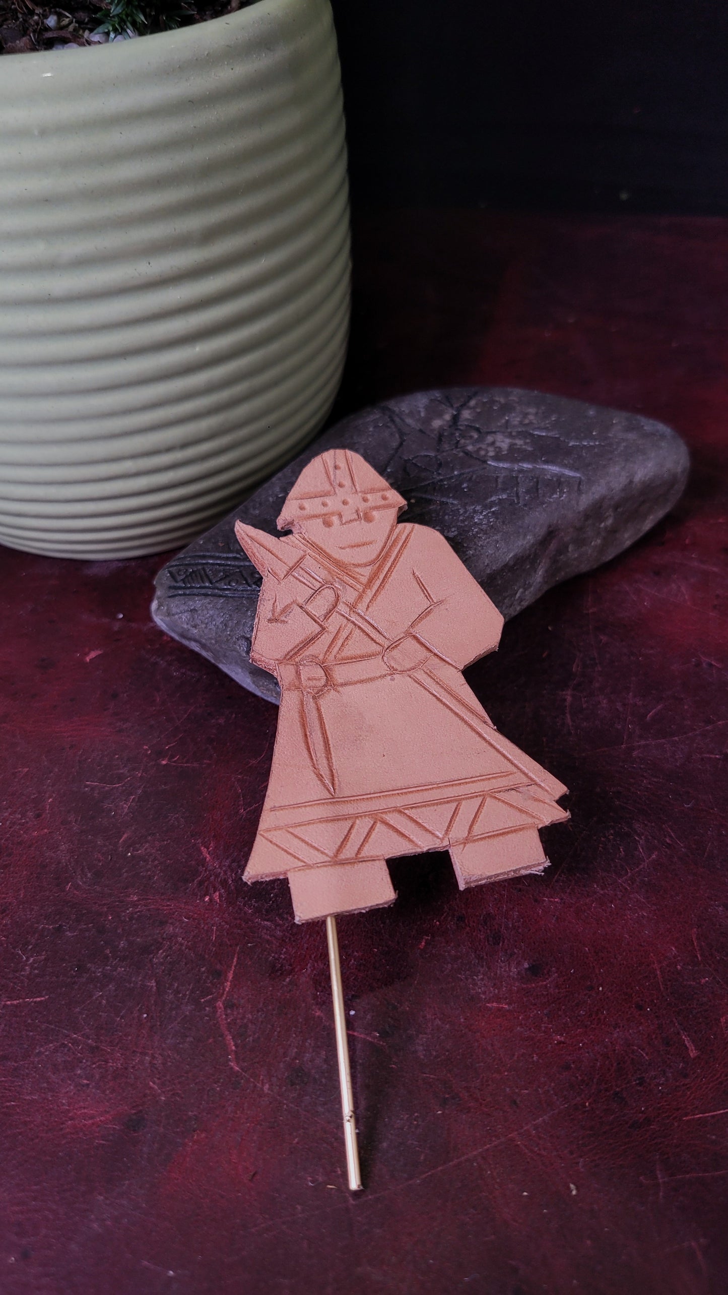 Leather Viking Figure - plant decor