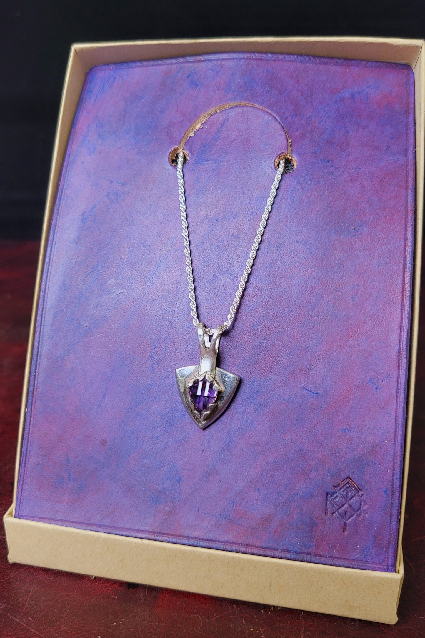 .925 Silver shield fantasy pendant 1 -Amethyst