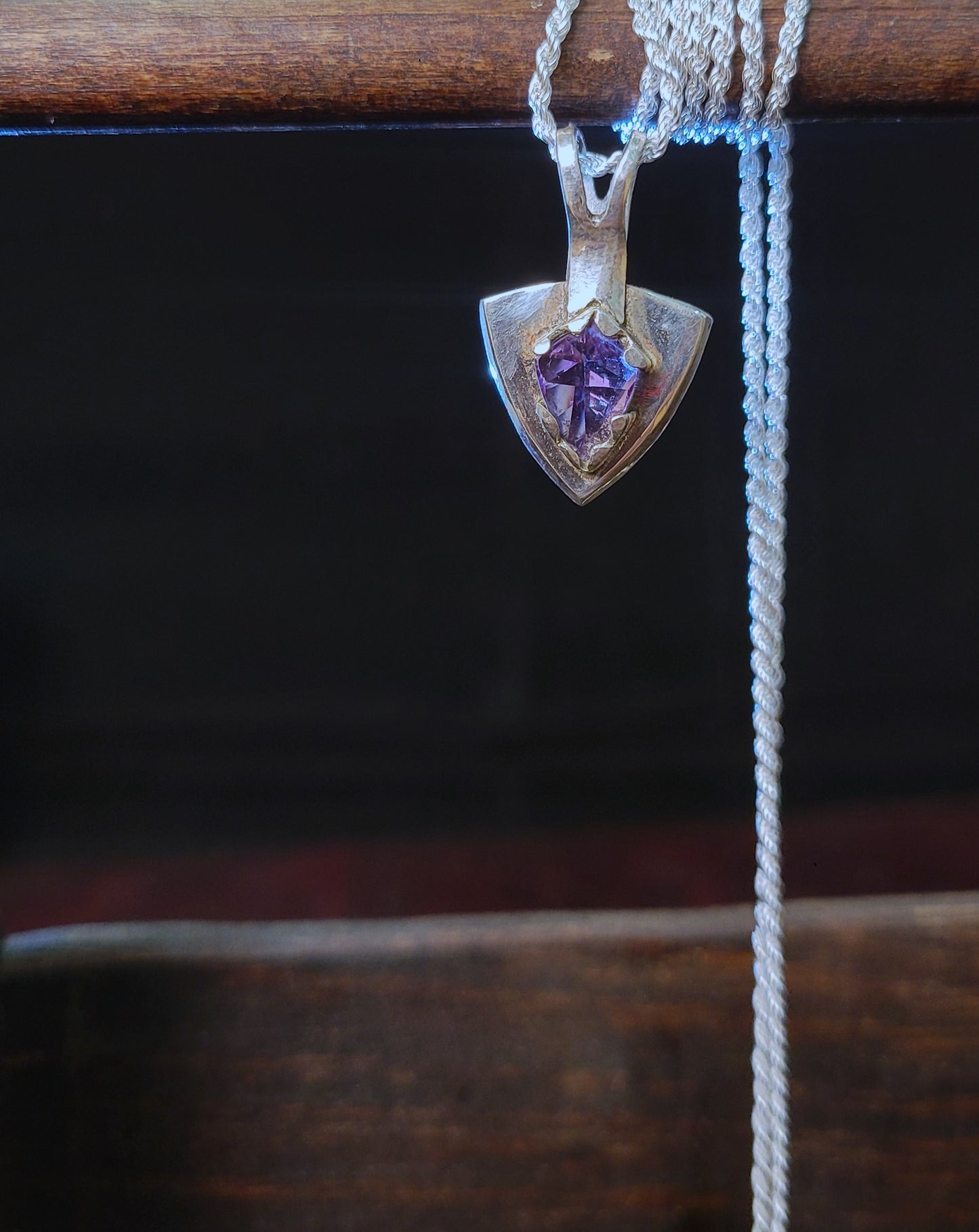 .925 Silver shield fantasy pendant 1 -Amethyst
