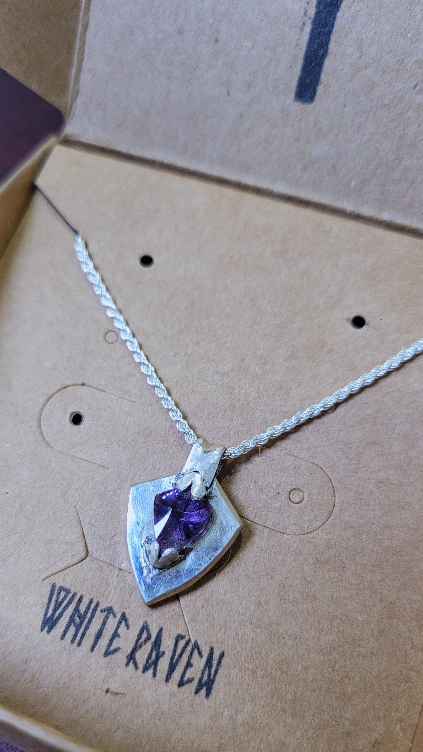 .925 Silver shield fantasy pendant 2 -Amethyst