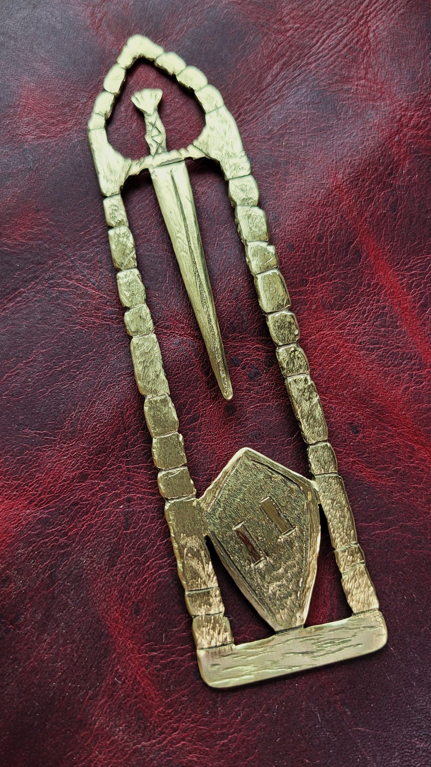 Brass sword/ shield bookmark 2