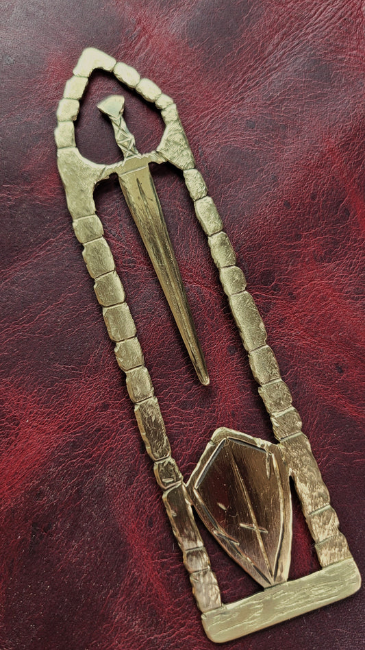 Brass sword/ shield bookmark 2