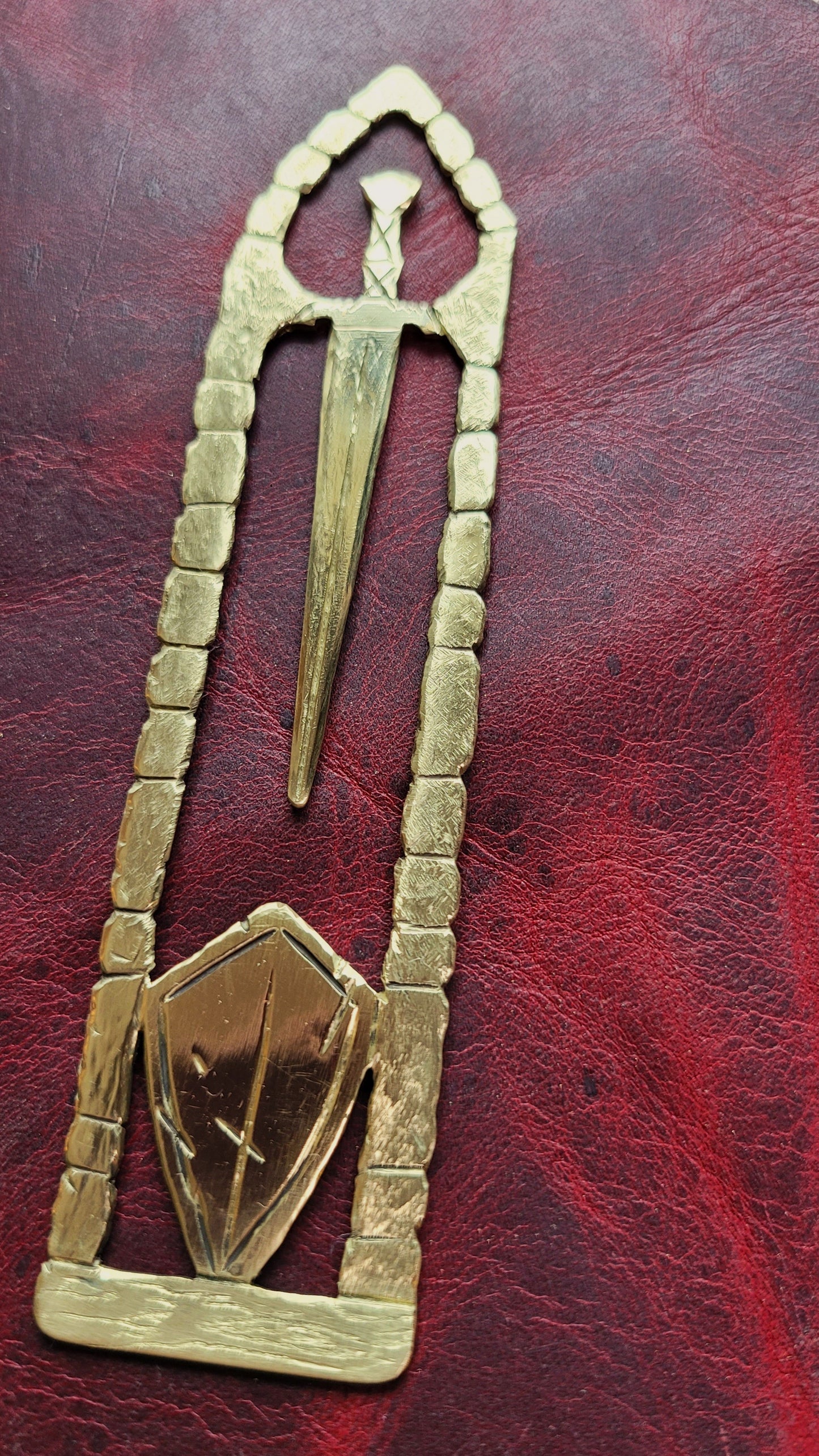Brass sword/ shield bookmark 2