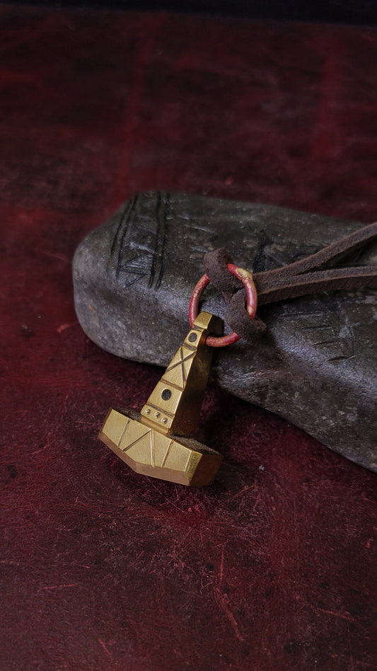 Brass Mjolnir Pendant - Large