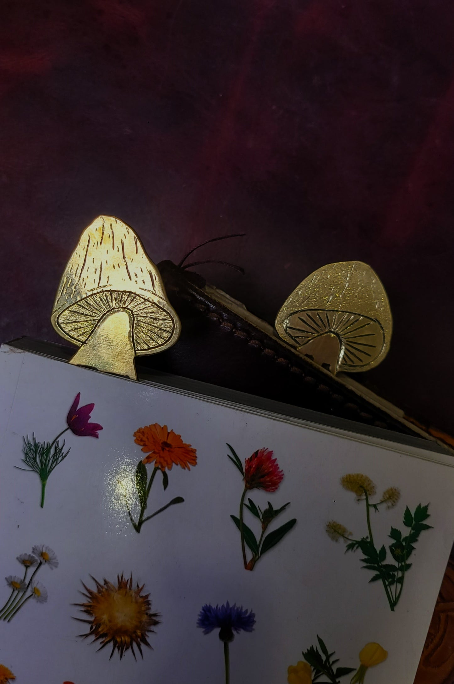 Brass mushroom bookmarks
