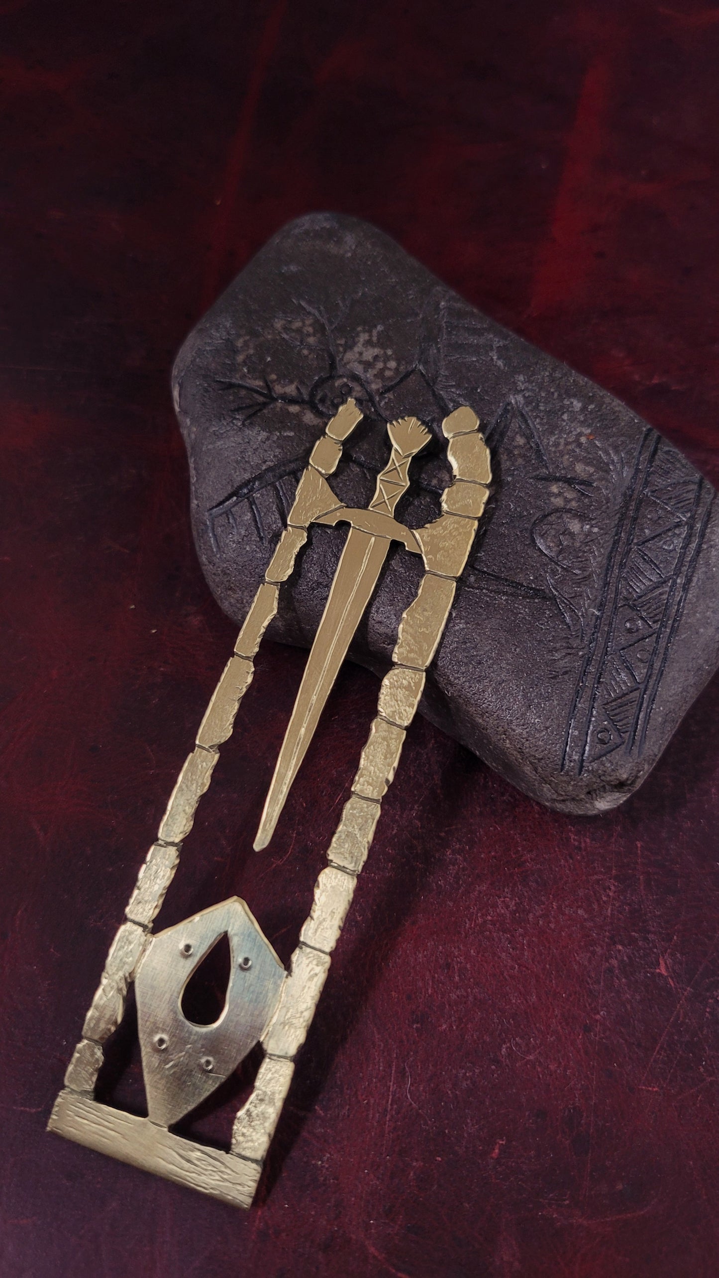 Brass sword/ shield bookmark - ruins