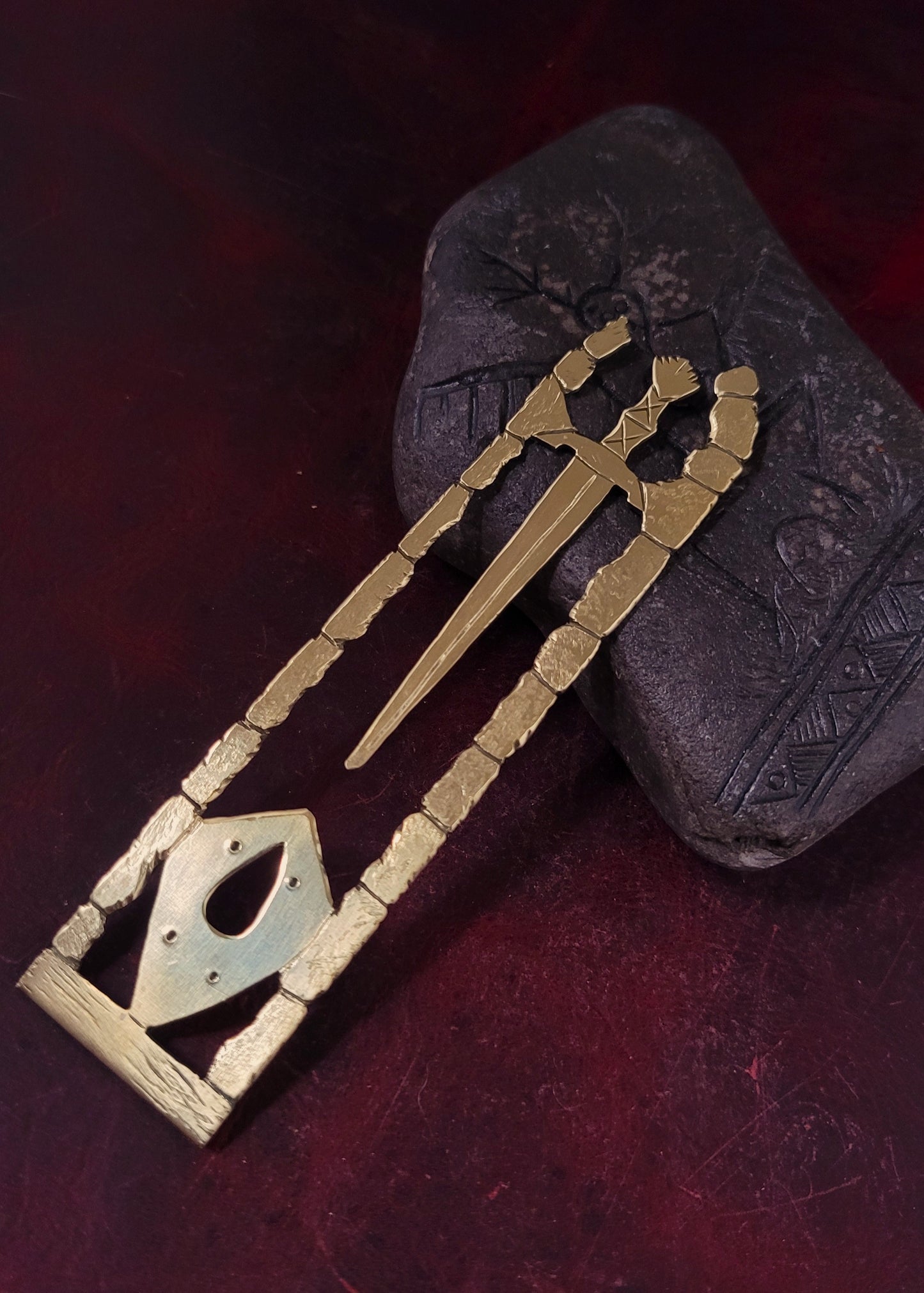 Brass sword/ shield bookmark - ruins
