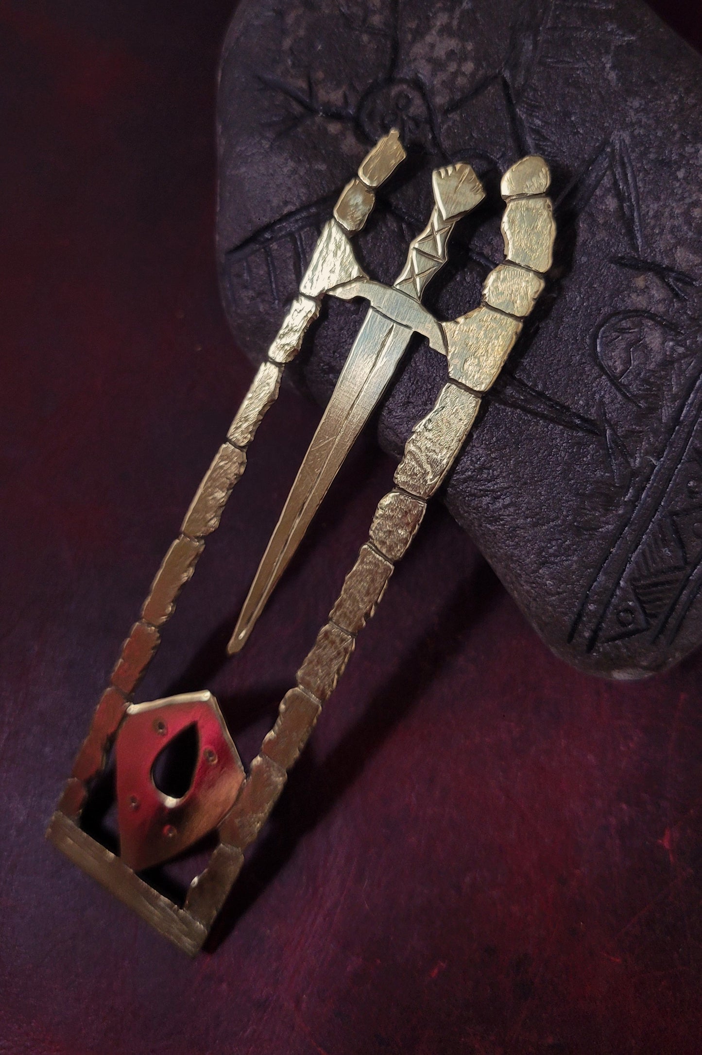 Brass sword/ shield bookmark - ruins