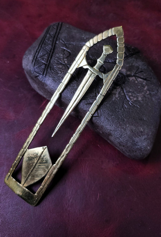 Brass sword/ shield bookmark