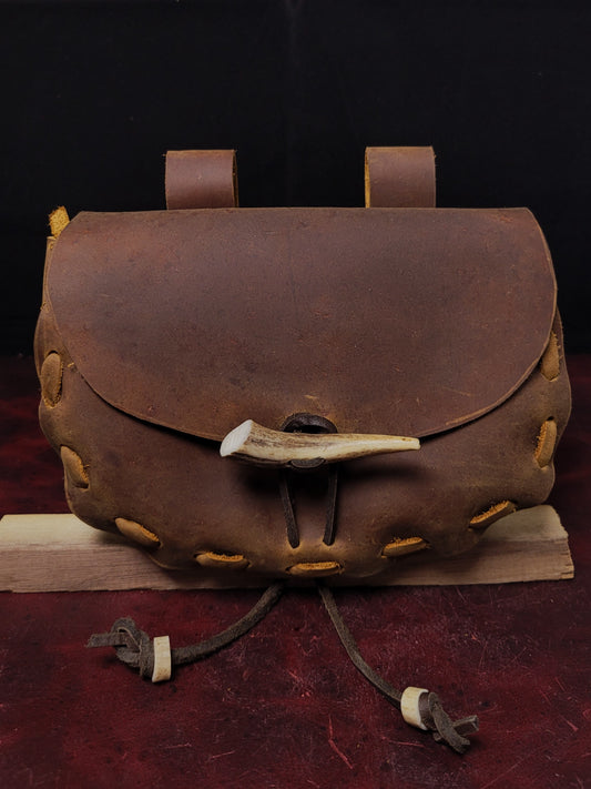 Leather hip pouch -Brown 2