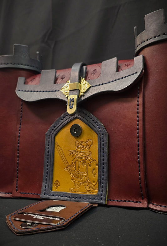 The Red-wall Castle Leather Bag - Burgundy and Grey