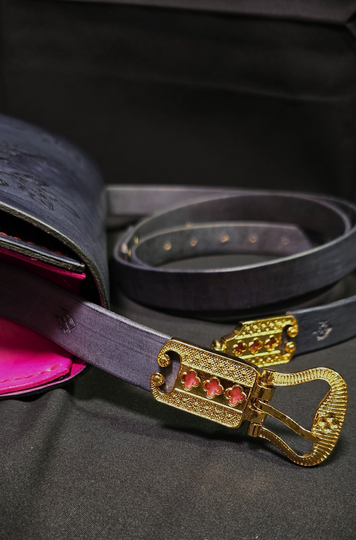 Illuminated Manuscript Rabbit Joust Vs Chimera Medieval leather Messenger Bag - 24K Gold Buckle