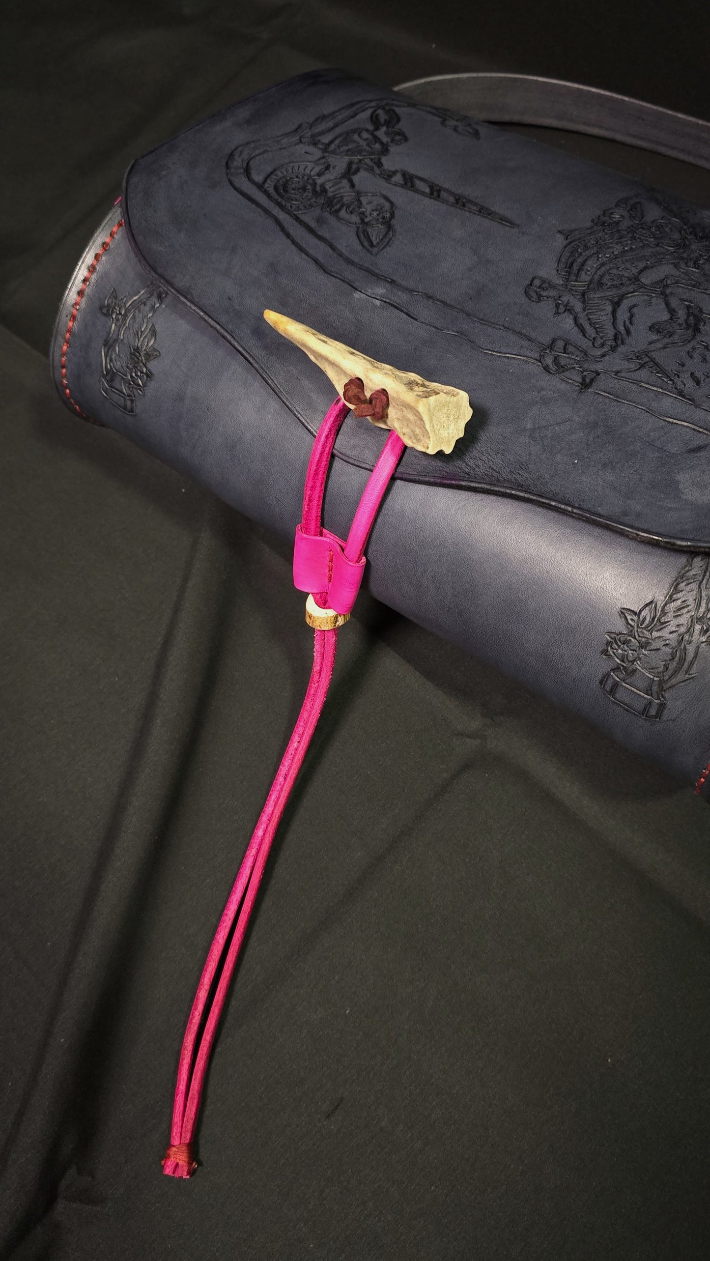 Illuminated Manuscript Rabbit Joust Vs Chimera Medieval leather Messenger Bag - 24K Gold Buckle
