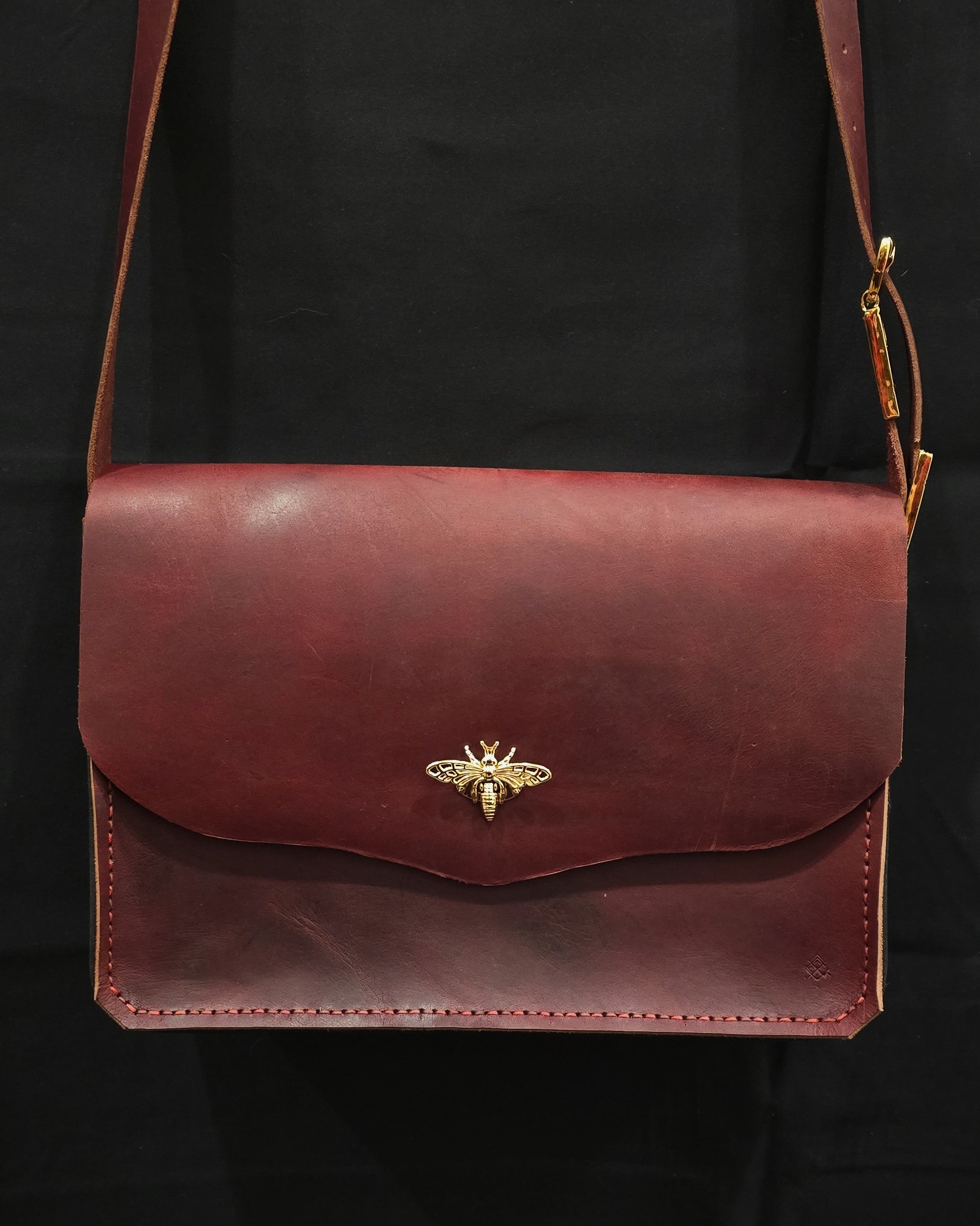 Merchect Leather Courtesan of the Court leather side bag - 24k gold plate buckle – White ...