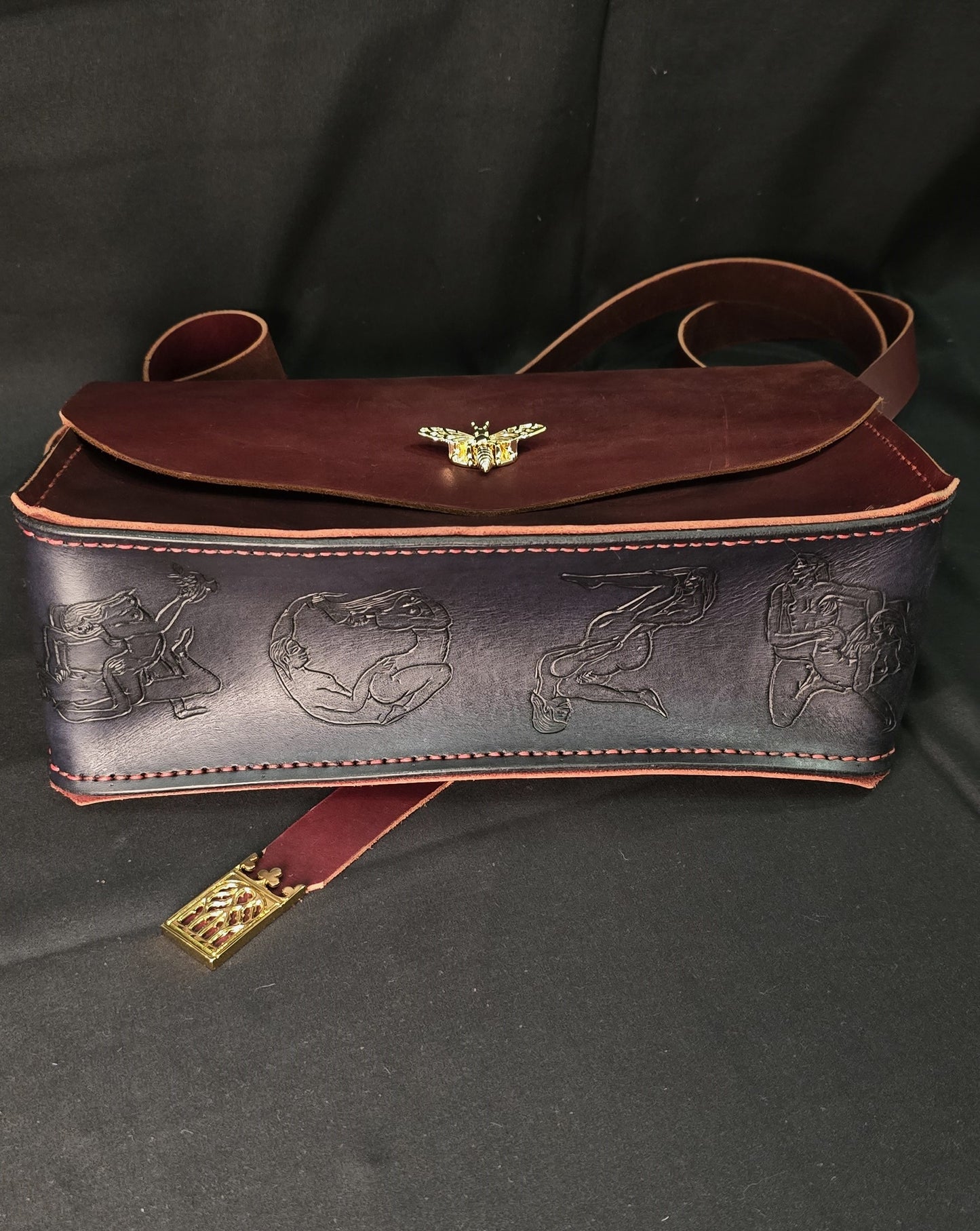 Courtesan of the Court leather side bag - 24k gold plate buckle