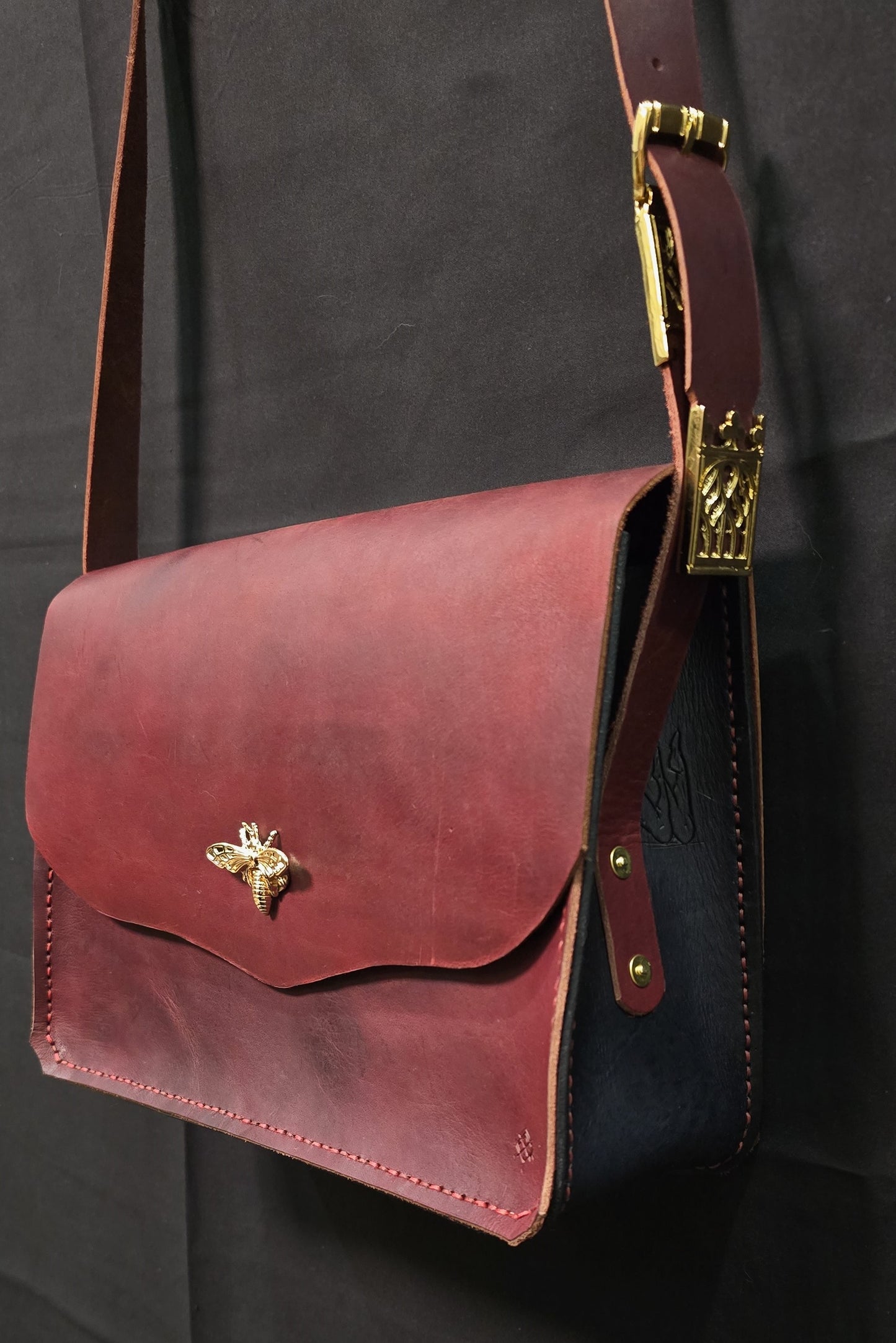 Courtesan of the Court leather side bag - 24k gold plate buckle