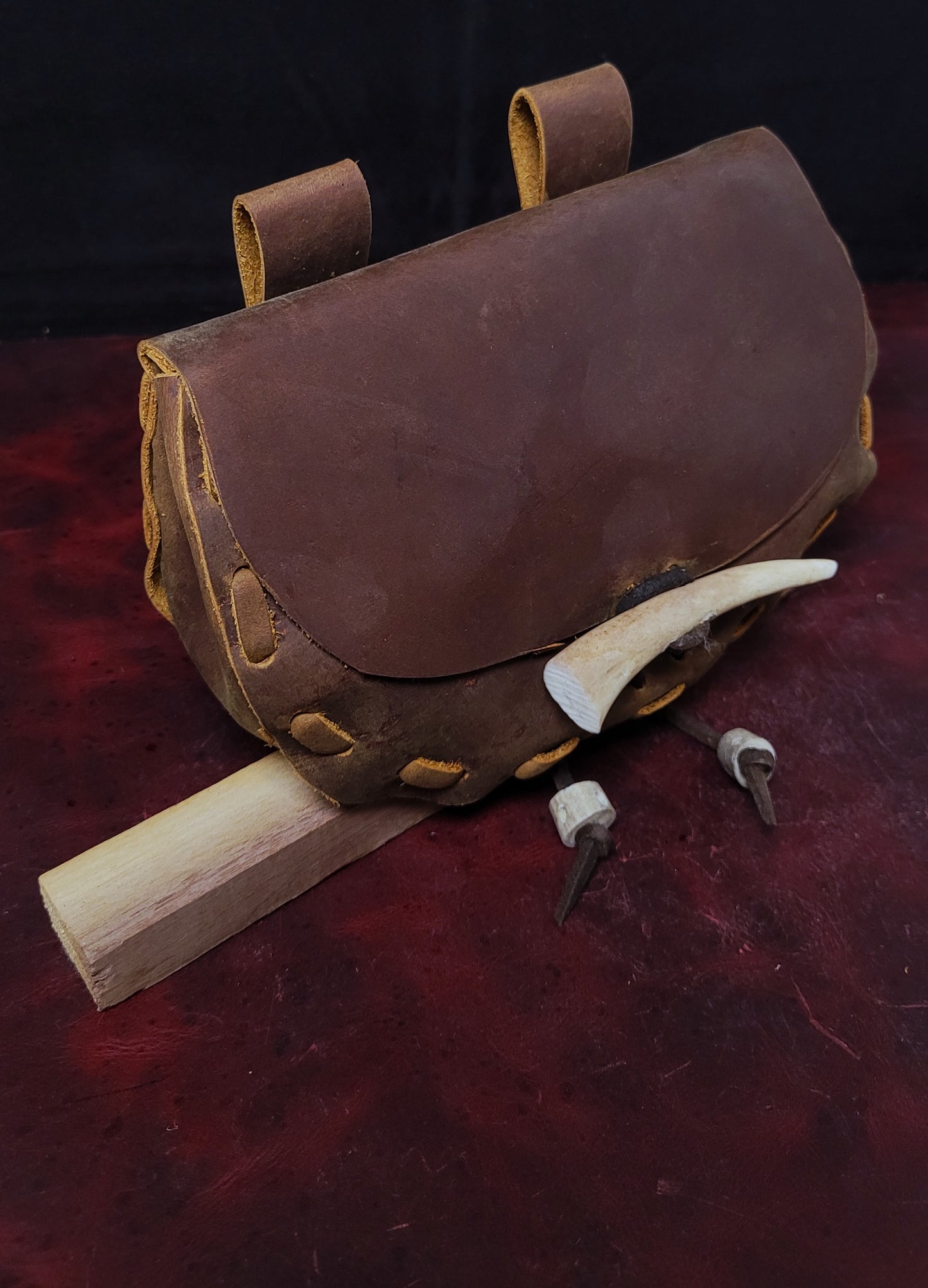 Leather hip pouch -Brown 1