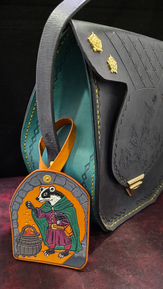 Leather Purse Tag- Badger alchemist