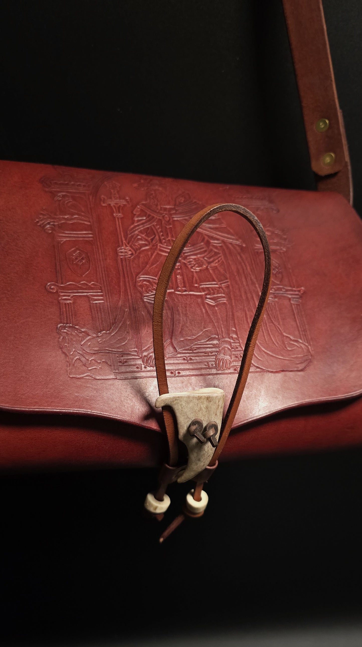 Fox King Leather Messenger Bag - 24K gold Buckle