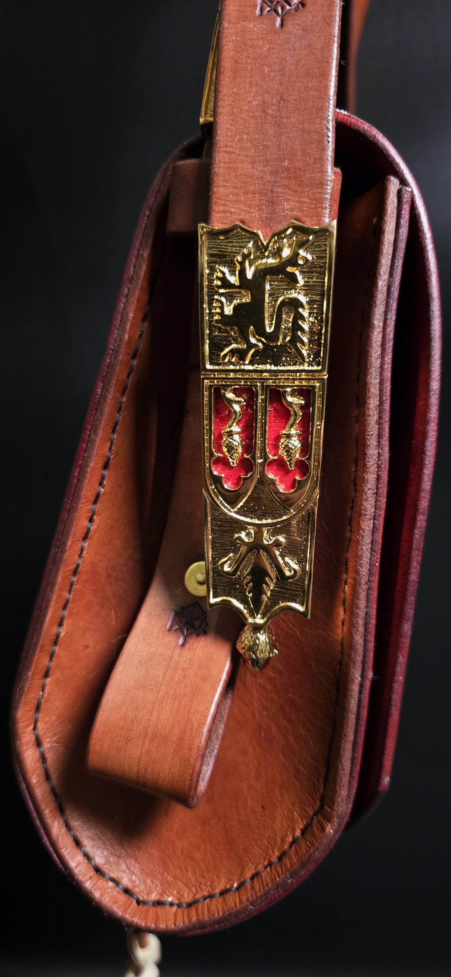 Fox King Leather Messenger Bag - 24K gold Buckle