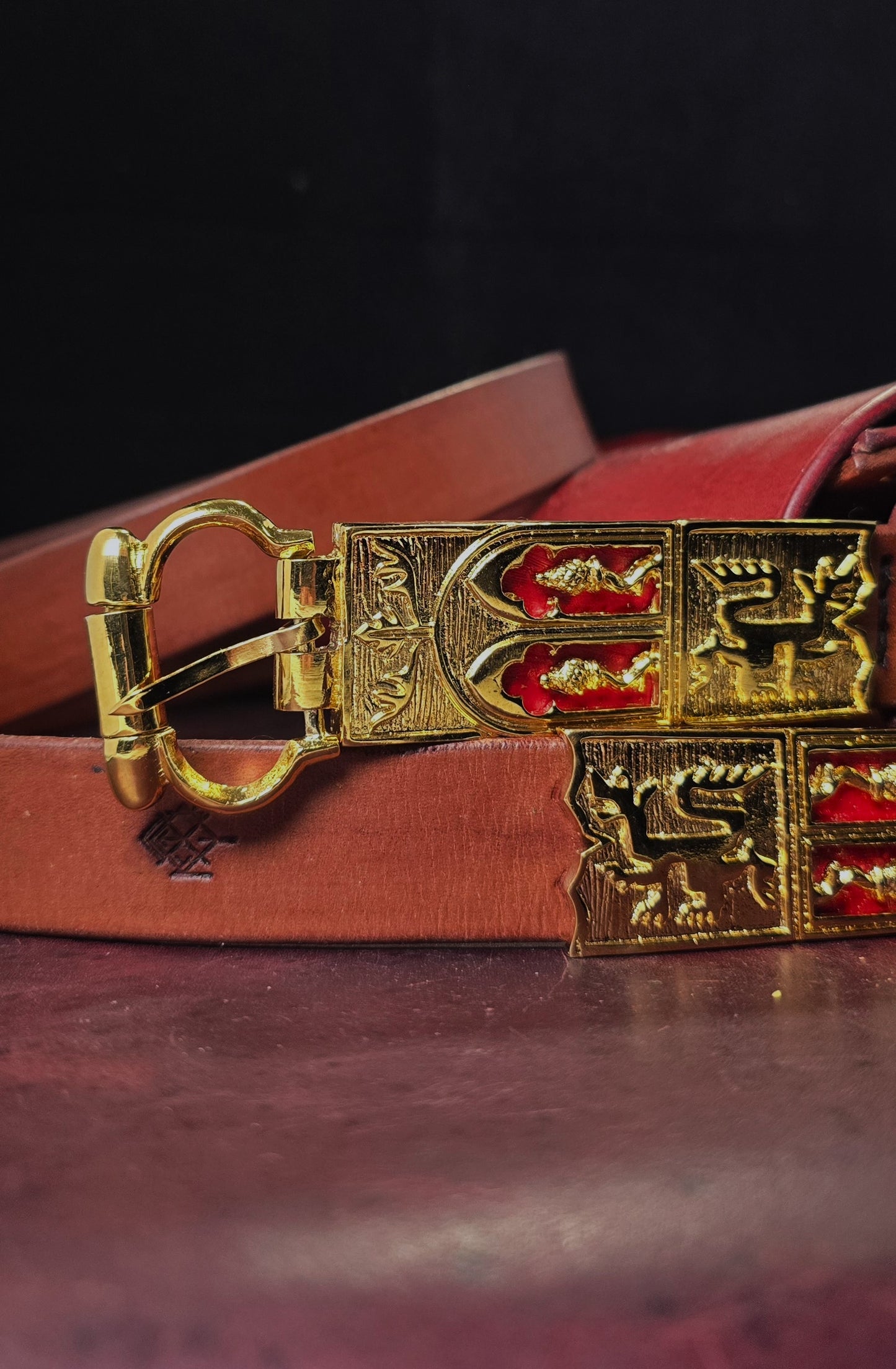 Fox King Leather Messenger Bag - 24K gold Buckle