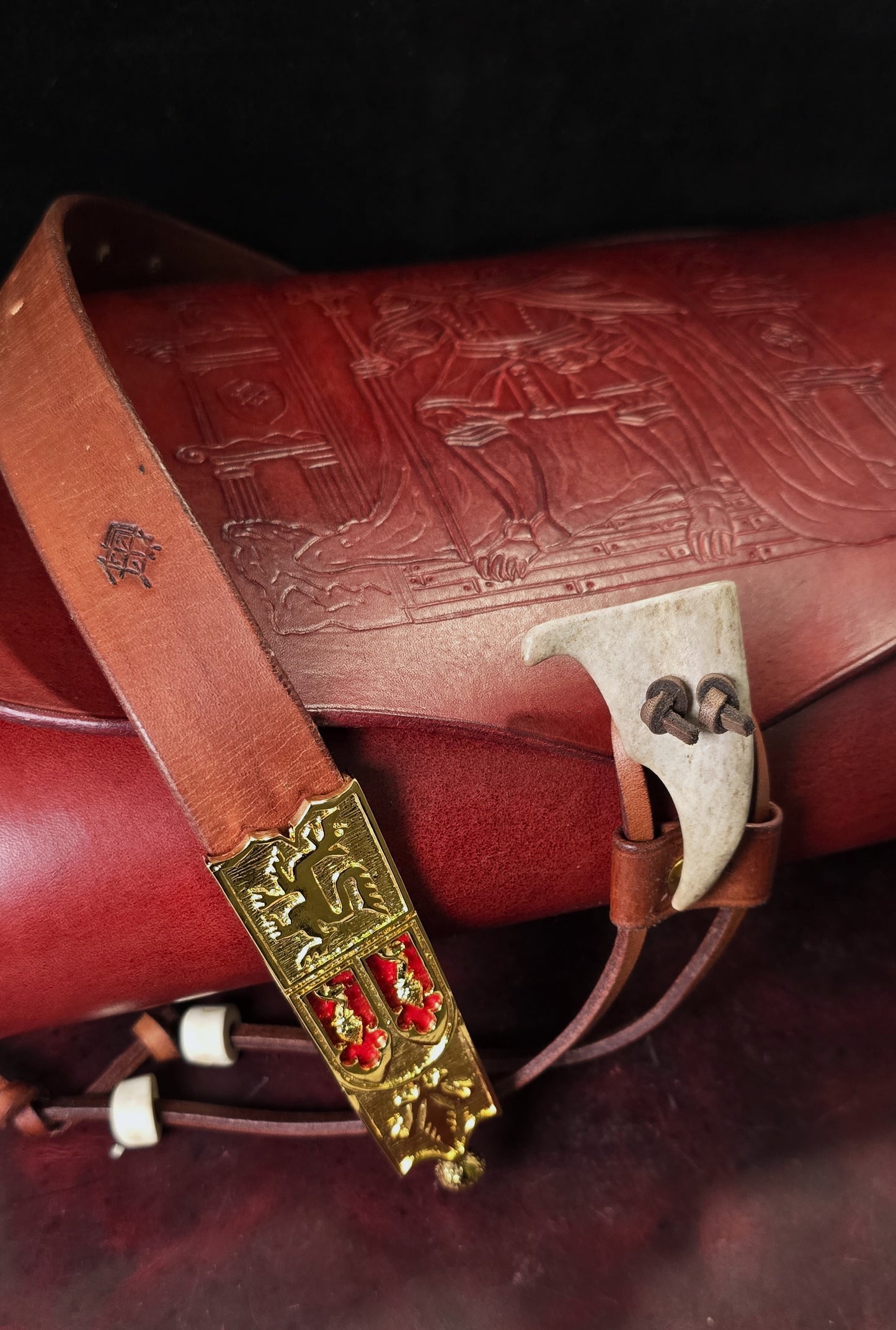 Fox King Leather Messenger Bag - 24K gold Buckle