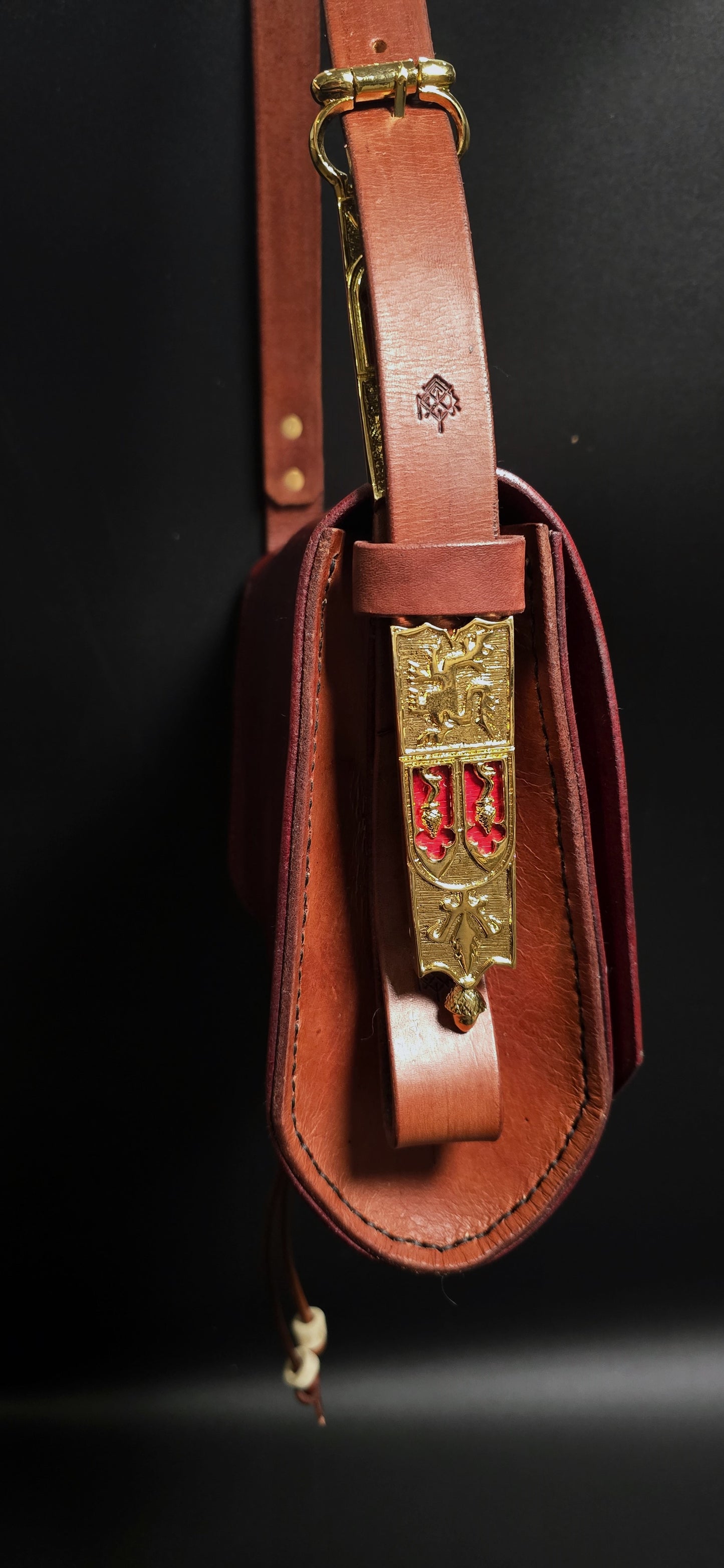 Fox King Leather Messenger Bag - 24K gold Buckle