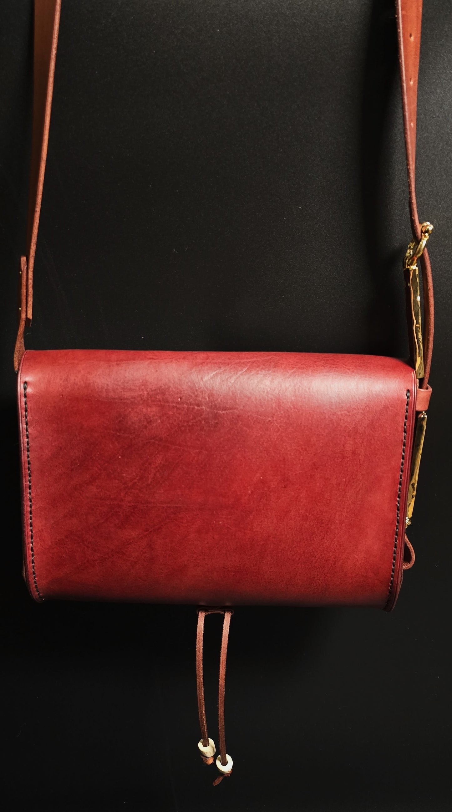 Fox King Leather Messenger Bag - 24K gold Buckle