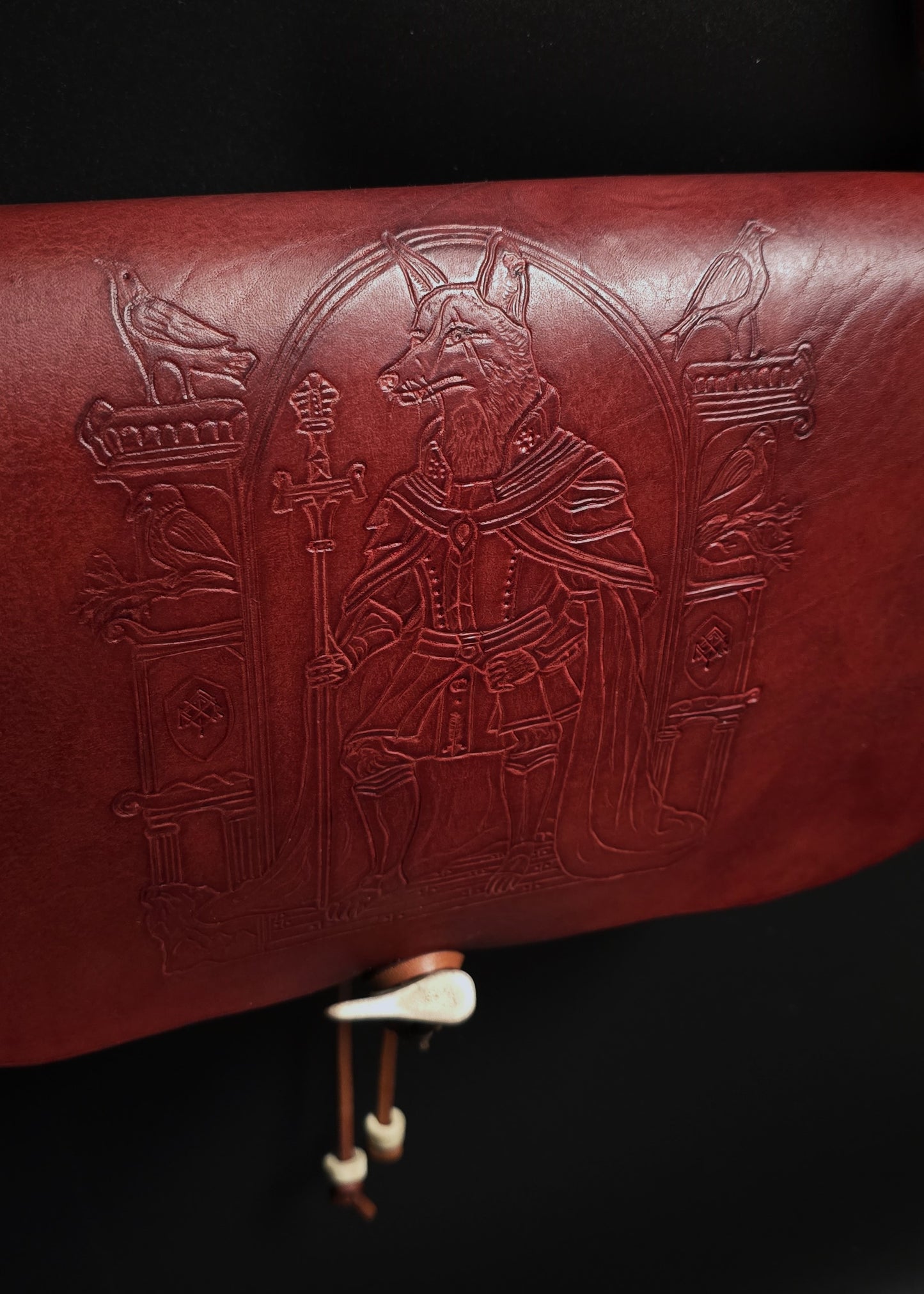Fox King Leather Messenger Bag - 24K gold Buckle
