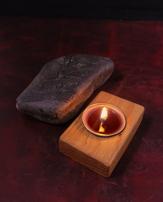 Oak candle holder