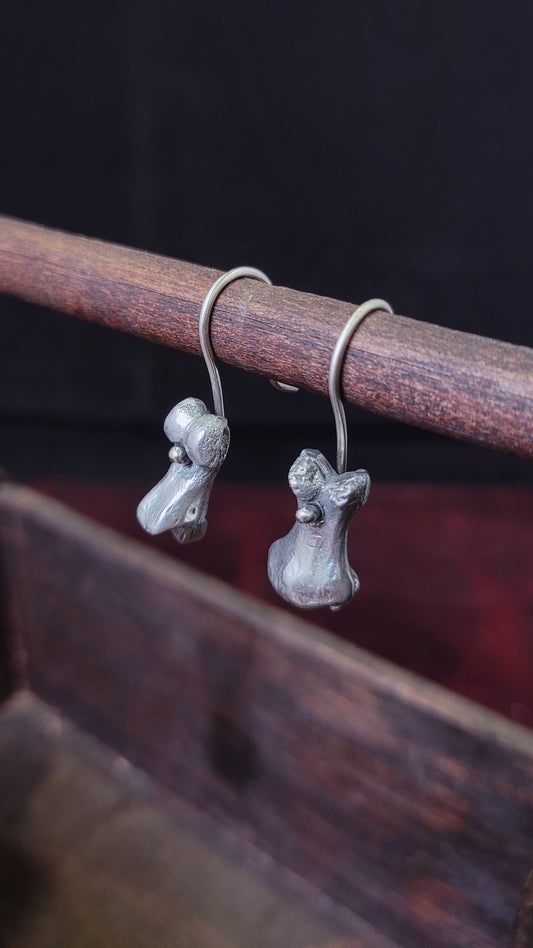 Pewter Sand Cast Turtle Bone Earrings 2