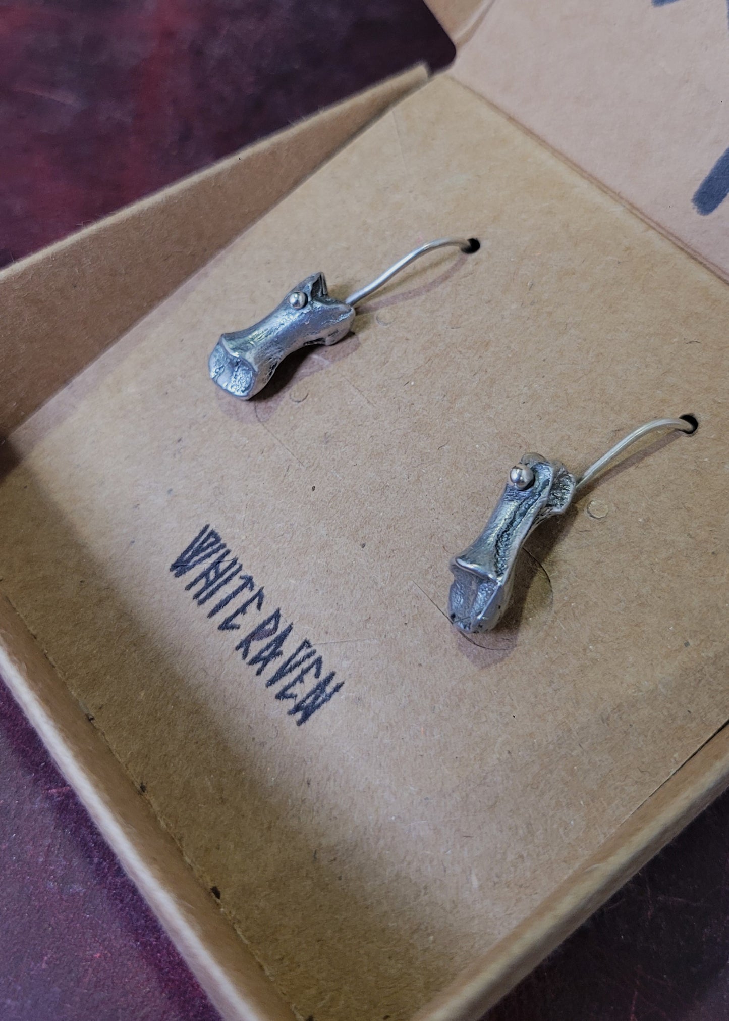 Pewter Sand Cast Turtle Bone Earrings 3