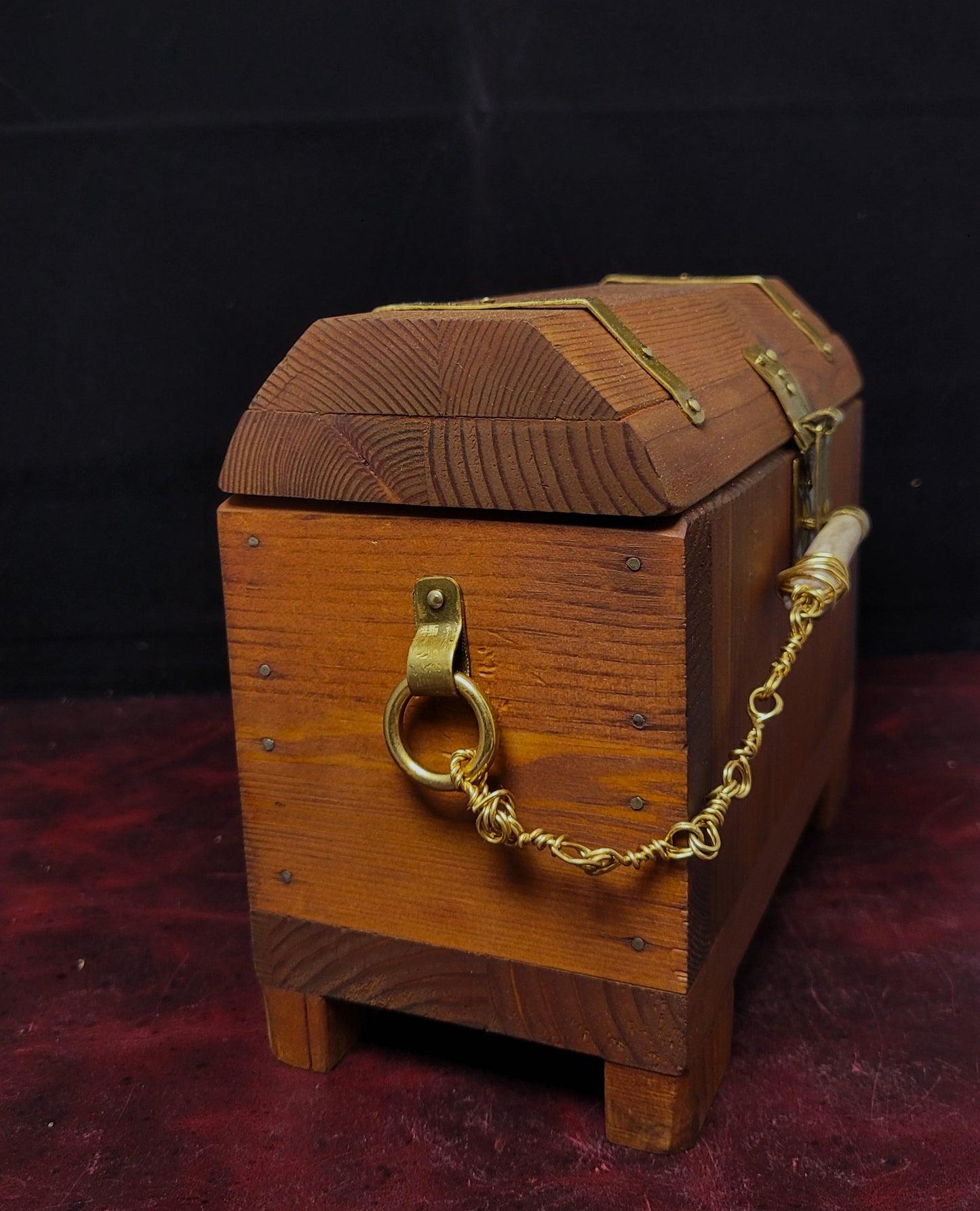 Pine and brass jewelry box