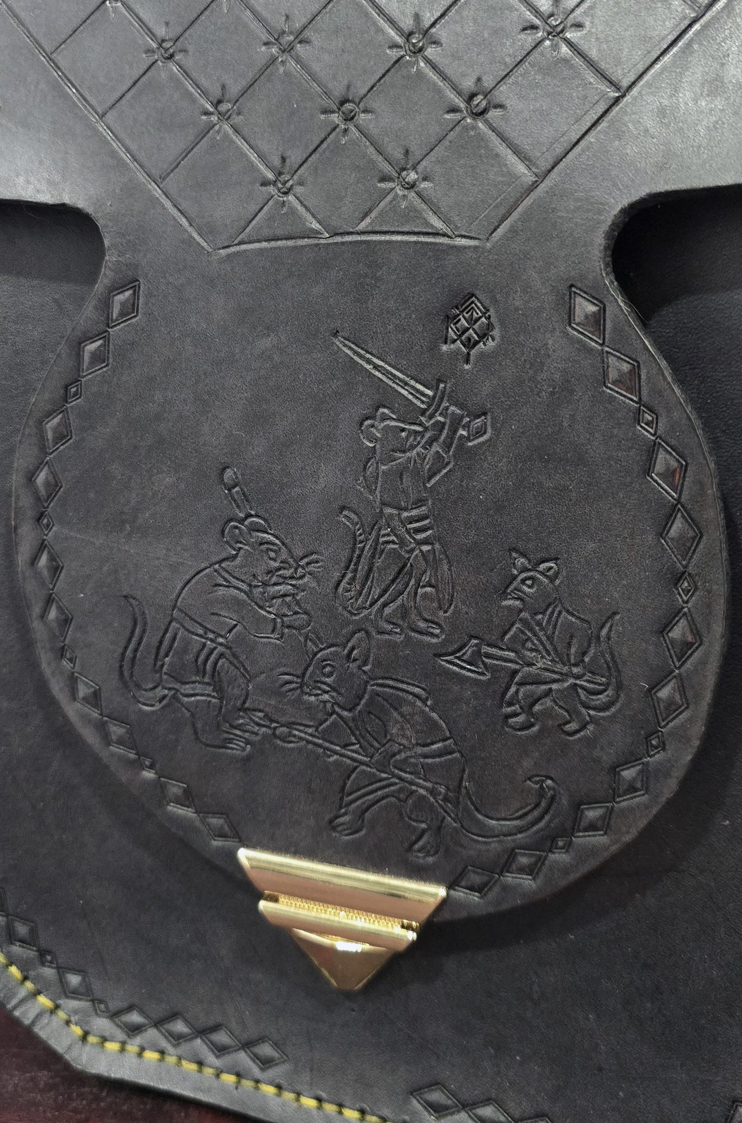 Large Leather Purse - Grey and Teal - "The Great Rodent War"