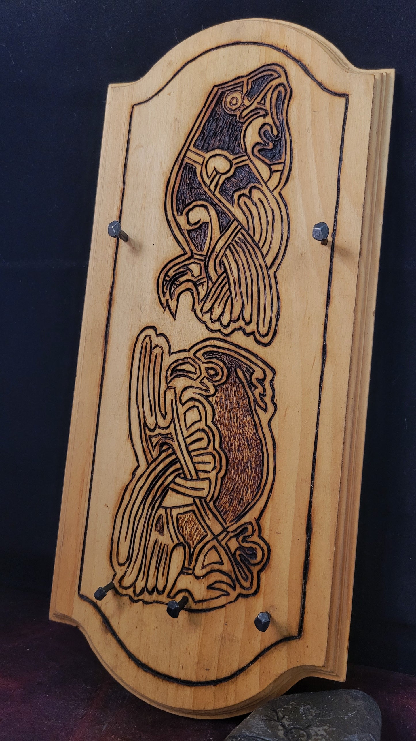 wood key rack - Norse Raven & Eagle