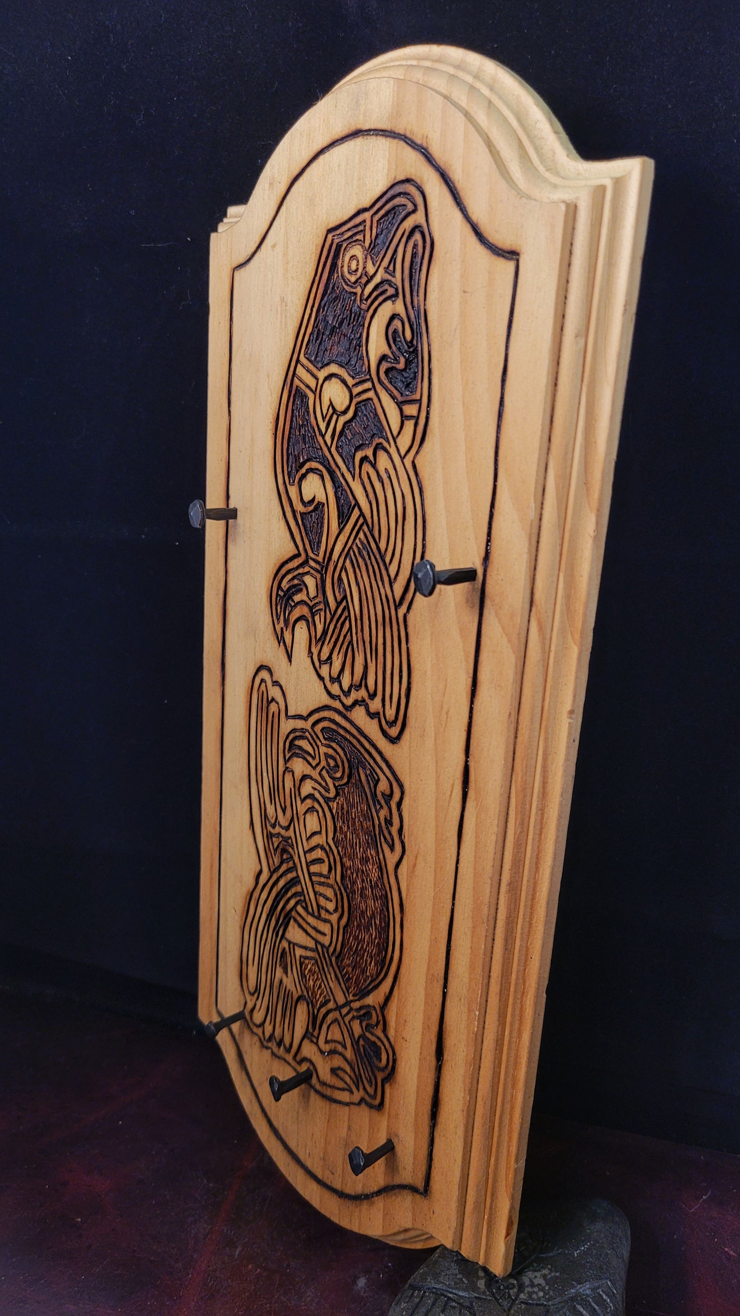 wood key rack - Norse Raven & Eagle