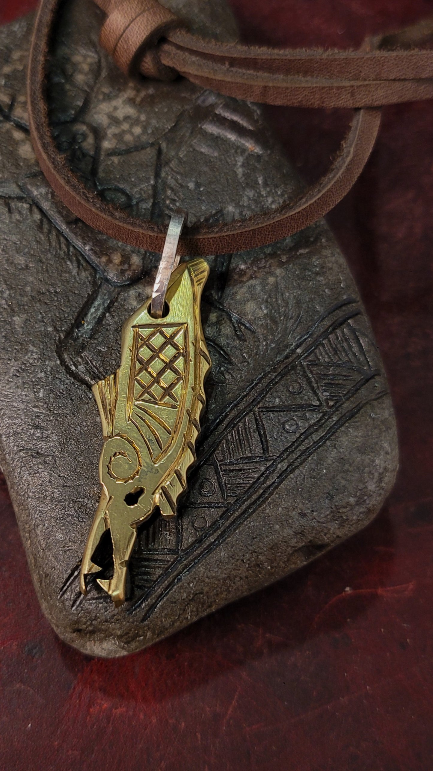 Brass Sea Serpent Pendant