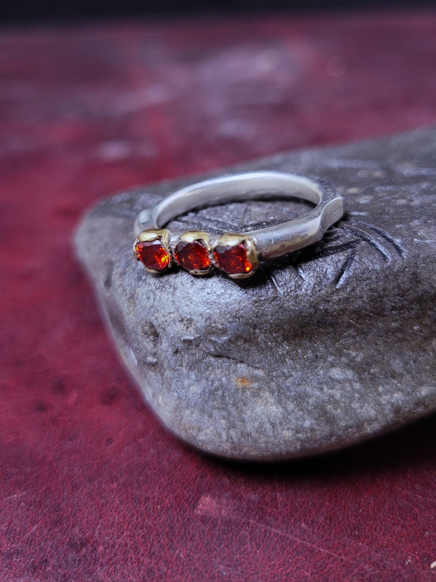 .925 Silver Ring "Three Sisters" - CZ 3 Stone - Size 8.5