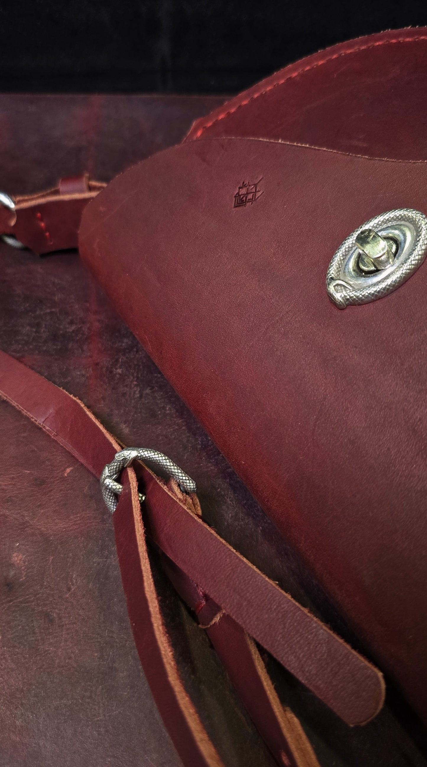 Silver Serpent Red Leather Purse