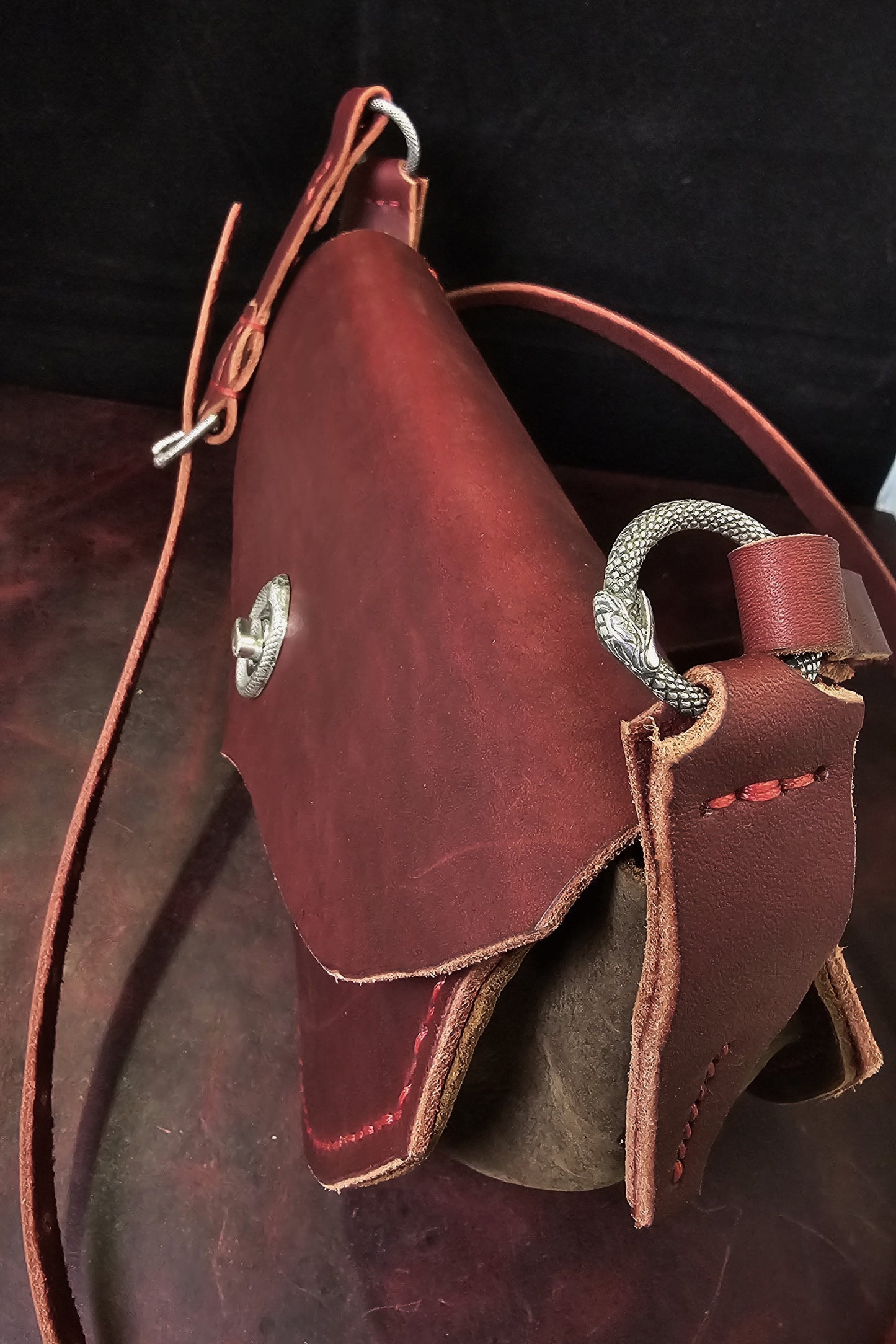 Silver Serpent Red Leather Purse