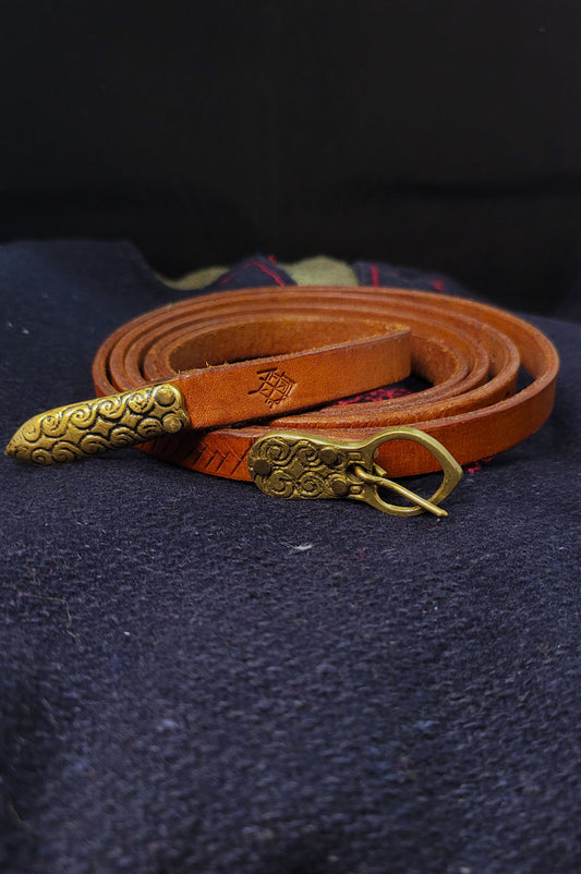 Leather long medieval Belt - narrow type