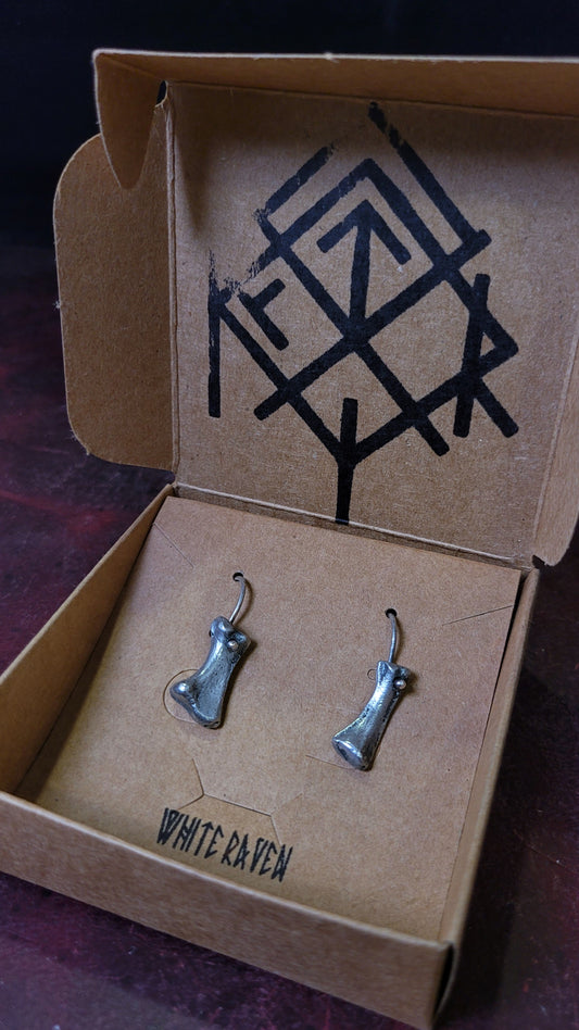 Pewter Sand Cast Turtle Bone Earrings 1